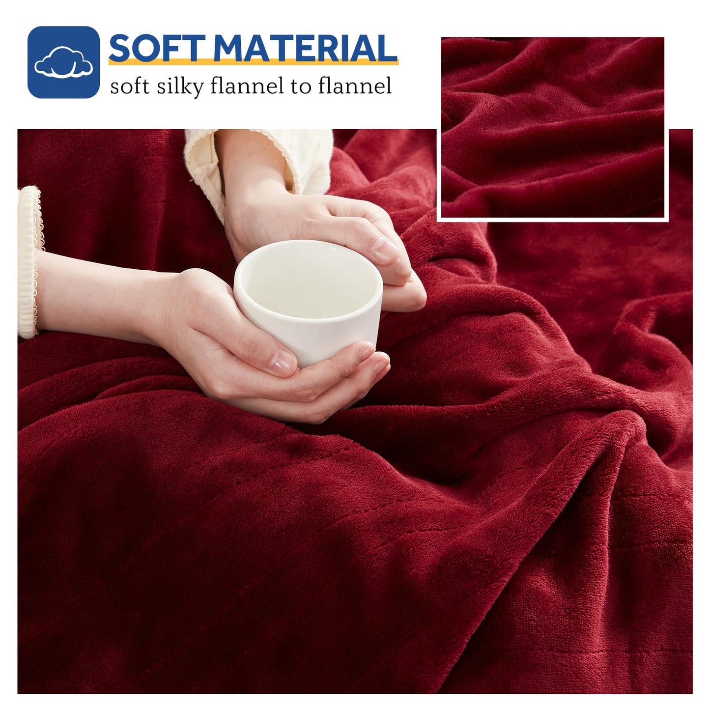 Sealy Heated Electric Blanket Queen Size, Flannel Electric Blanket with 10 Heating Levels & 1-12 Hours Auto Shut Off, Fast Heating Warming Blanket, Machine Washable, Grey, 84 x 90 Inch