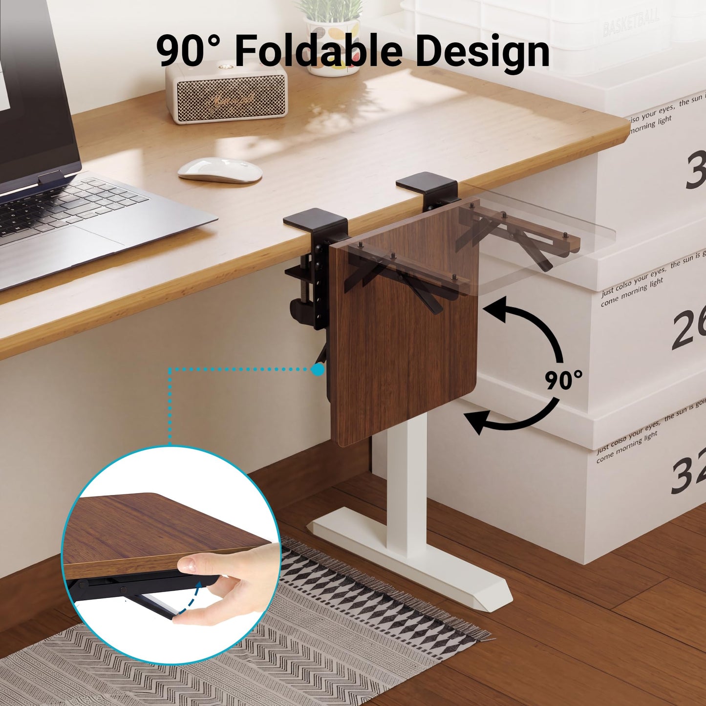BONTEC Ergonomic Desk Extender Tray, 9.5"x9.1" Wrist Rest Shelf | 90°Foldable Elbow Support, Table Mount Arm, Clamp on Computer Arm Rest for Desk, Office & Home Use,Durable Easy to Install BST202