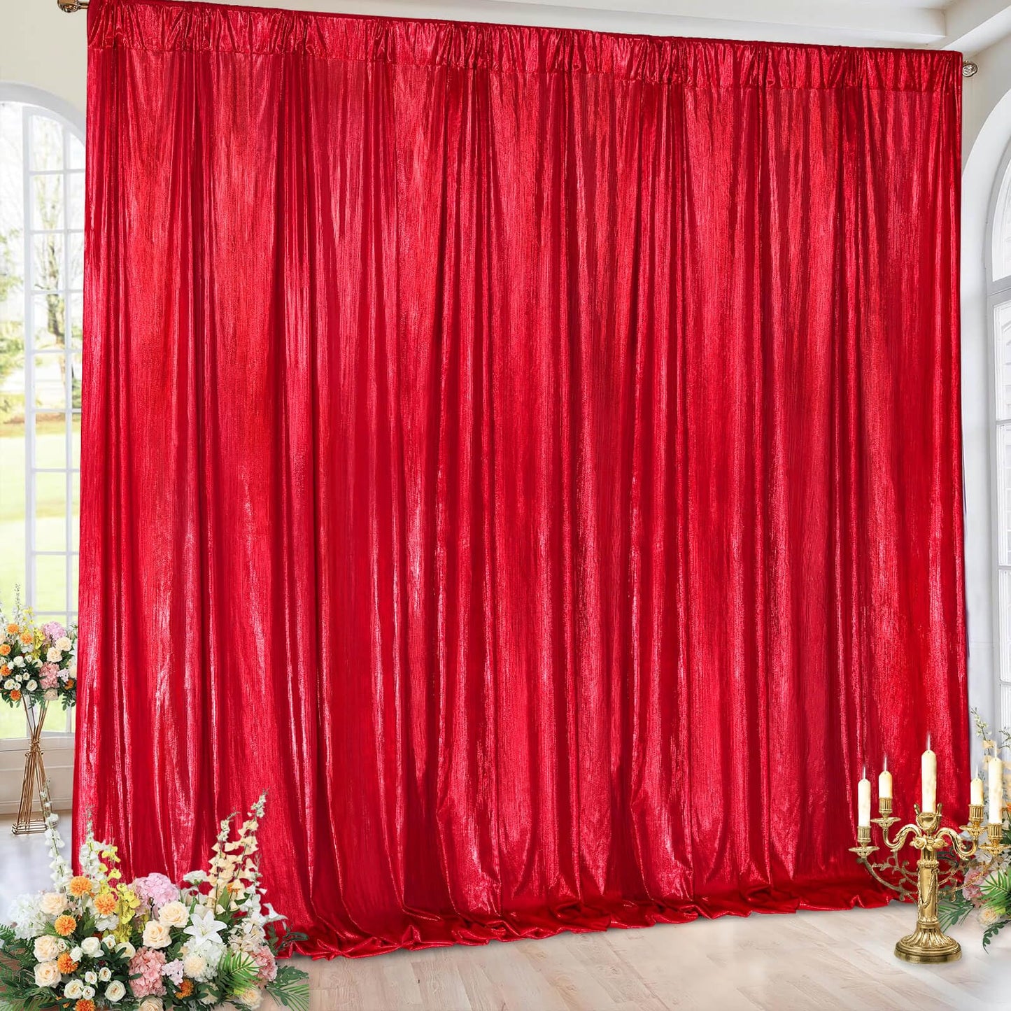 Gold Backdrop Curtains for Birthday Party: 4.8ftx8ft Sequin Background Baby Shower Curtain Drapes for Graduation Arch Backdrop WN420