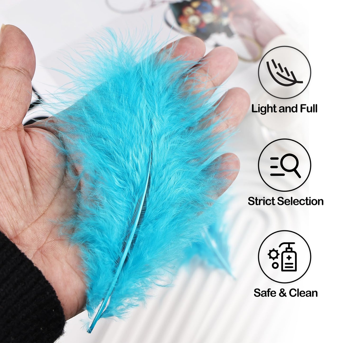 Fluffy Turkey Marabou Feathers 100pcs for Craft Dream Catcher Decoration - 4-7Inches Natural Feathers (Green) BST220