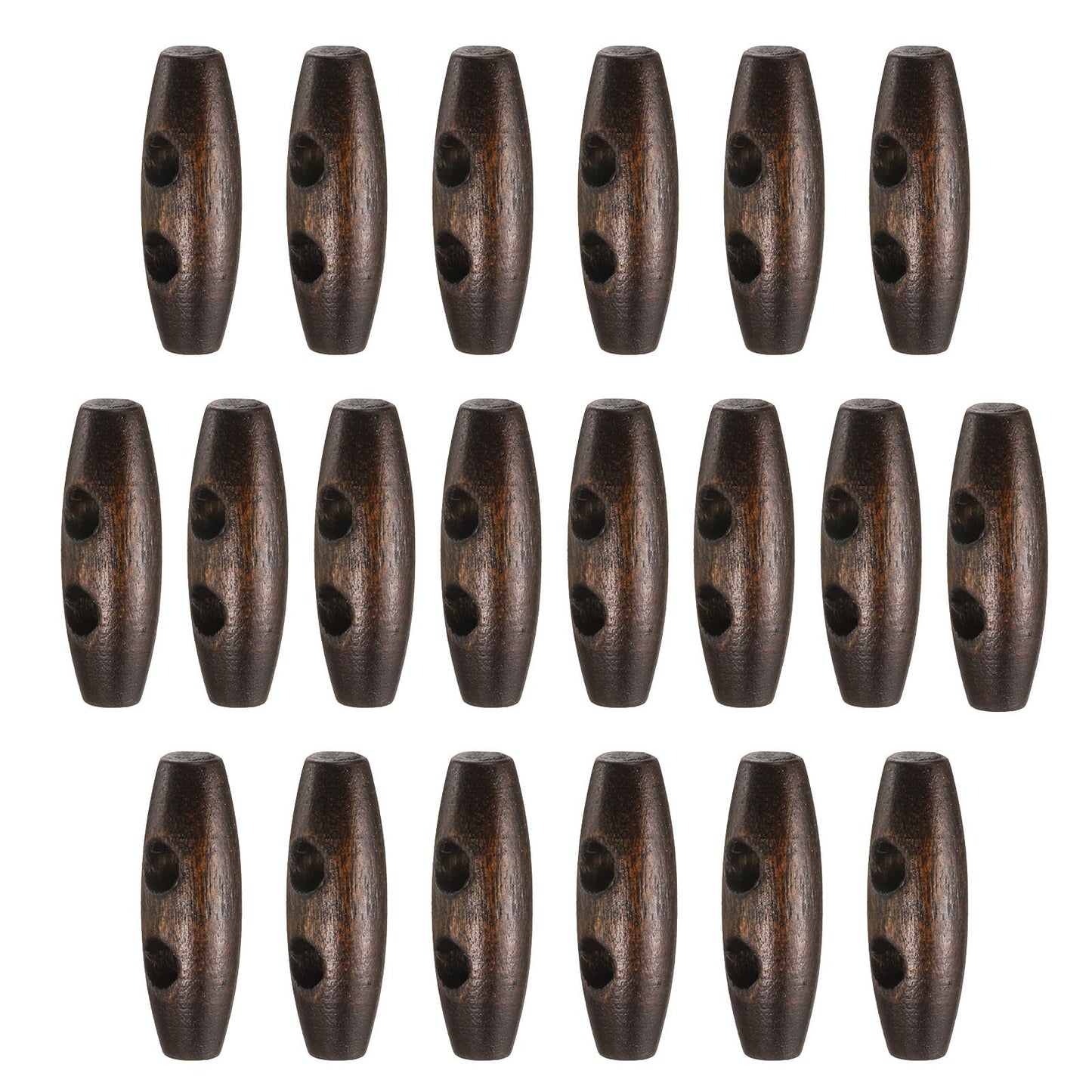 HARFINGTON 60mm / 2.4" Wooden Toggle Buttons 20pcs 2-Hole, Maroon | Wood Olive Sewing Buttons Horn Oval Buttons Sewing Accessories for Coat Sweaters Clothing DIY Craft BST326L