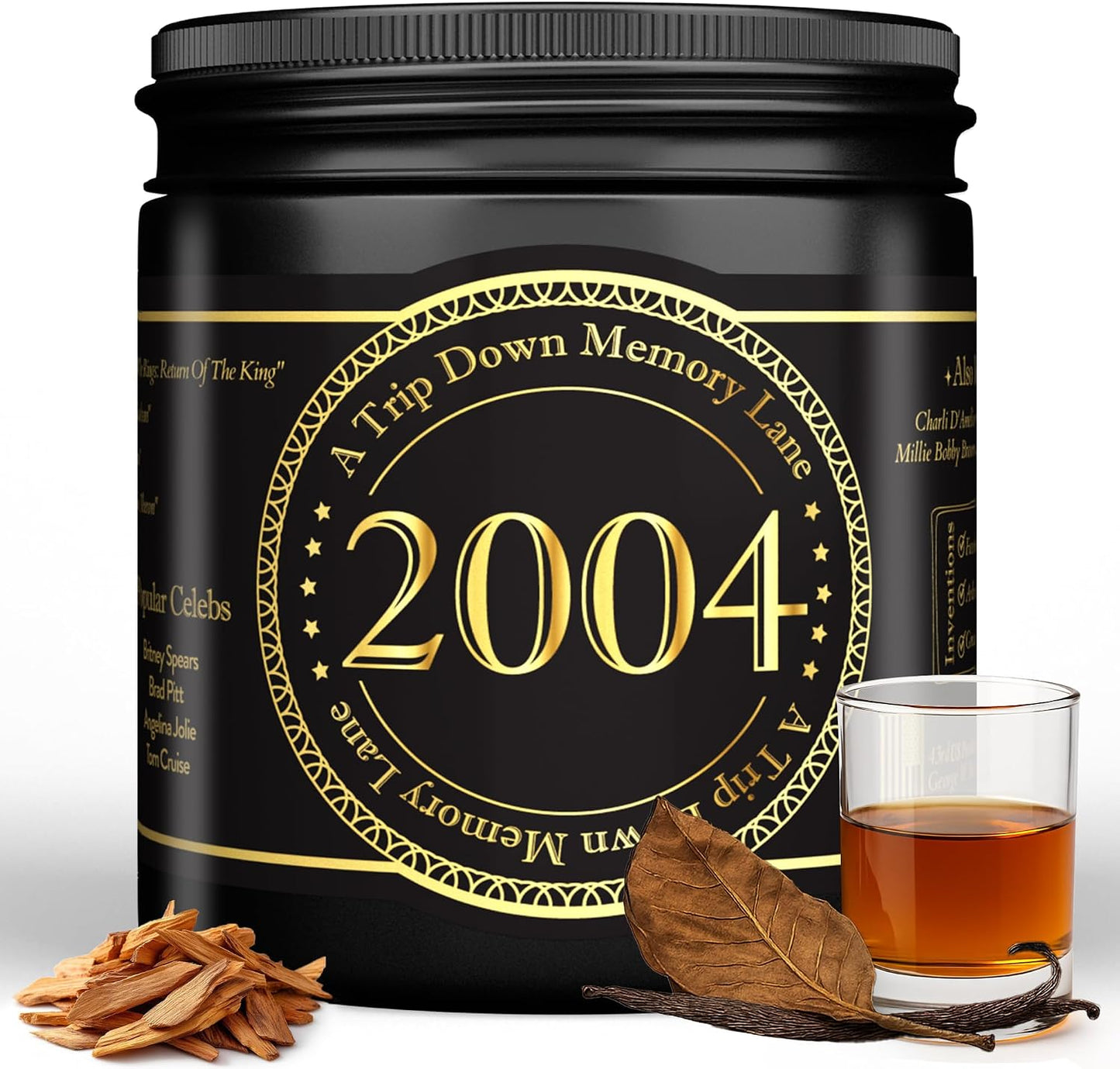 Birth Year Candle - 2004 Birthday Gifts for Men - Soy Candle 22nd Birthday Gifts for Him, 22nd Presents for Men - Smoked Vanilla & Sandalwood Scent, 8oz Reusable Jar, 40Hr Burn Time BST220