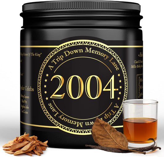Birth Year Candle - 2004 Birthday Gifts for Men - Soy Candle 22nd Birthday Gifts for Him, 22nd Presents for Men - Smoked Vanilla & Sandalwood Scent, 8oz Reusable Jar, 40Hr Burn Time BST220
