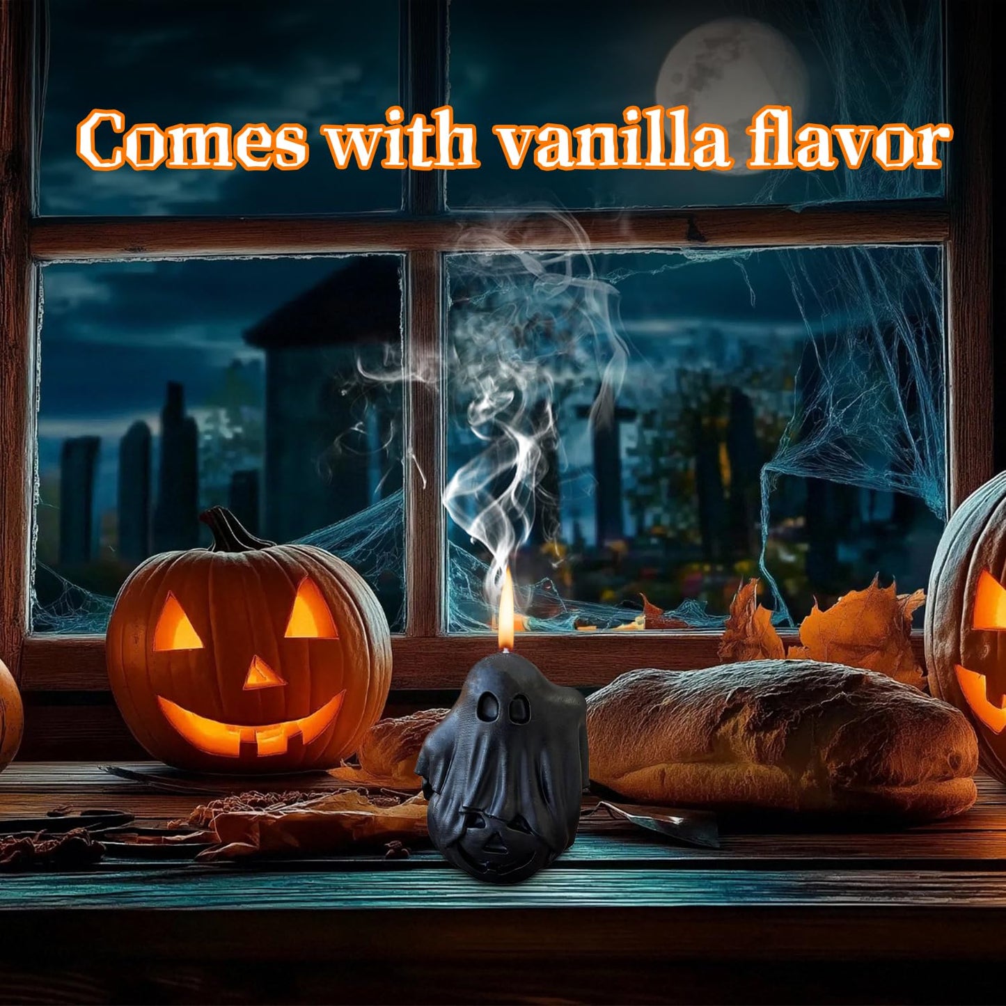 Halloween Ghost Pumpkin Candles with Fragrant Halloween Decor Candle for Home and Table Decorations 2.6 * 2 * 1.9 Inch BST202