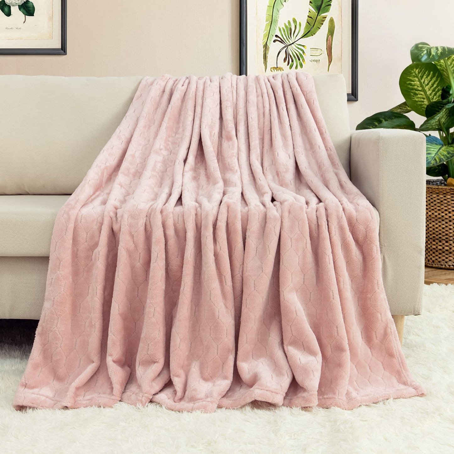 TOONOW Fleece Blanket Super Soft Cozy Throw Blanket 50" x 60", Lightweight Fuzzy Comfy Textured Flannel Blanket Warm Plush Throw Blankets for Couch, Sofa, Bed, Emerald WN420