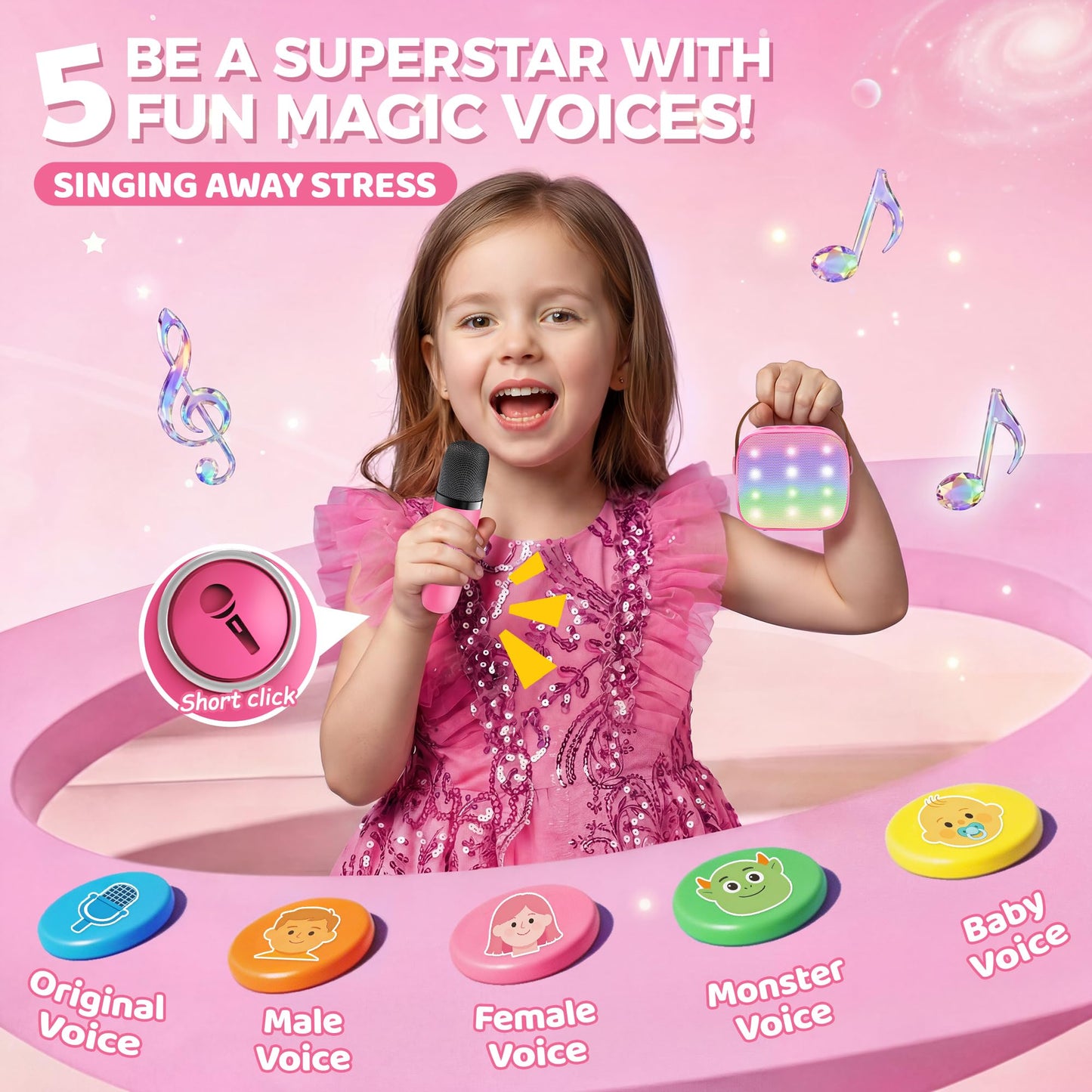 YLL Karaoke Machine for Kids, Portable Mini Speaker with 2 Wireless Microphones, TOP Kids Gifts for Girls Ages 3, 4, 5, 6, 7, 8, 9, 10+ Years Old, 4-12th Birthday Singing Present Toy Party (Purple)