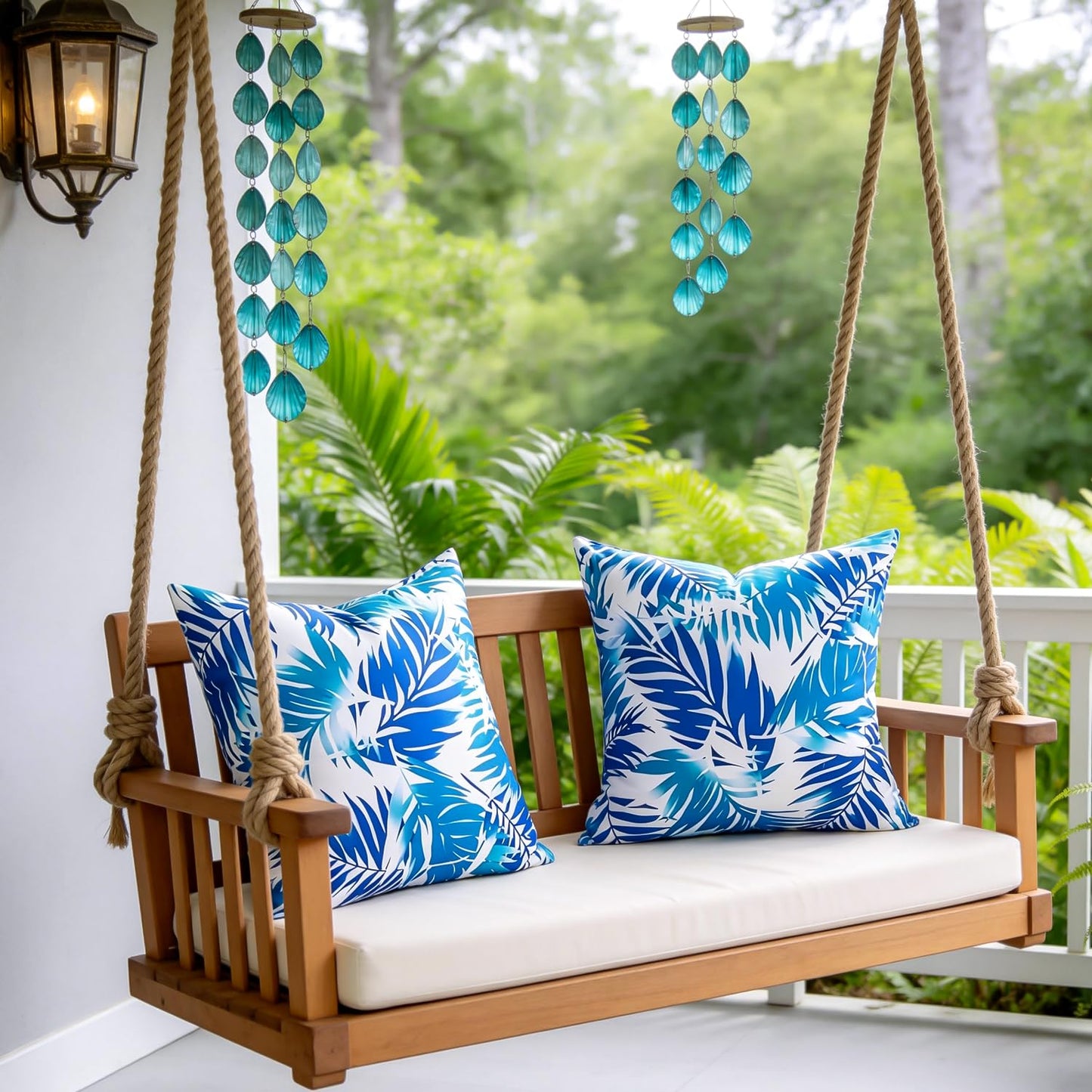 Outdoor Waterproof Pillow Covers Summer Decorative Throw Pillow Covers Tropical Leaf Couch Covers 20x20 Set of 2 Square Outdoor Floral Cushion Cases for Patio Furniture Garden Tent Balcony Bench BST220