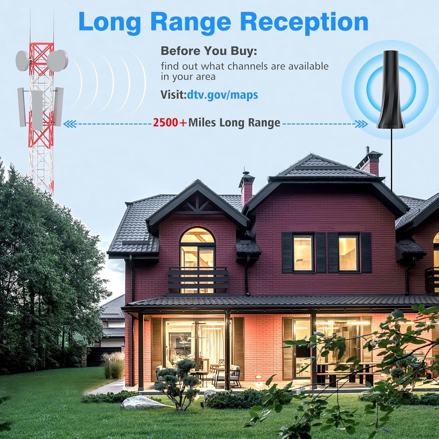 Digital TV Antenna High Gain Magnetic Base 80