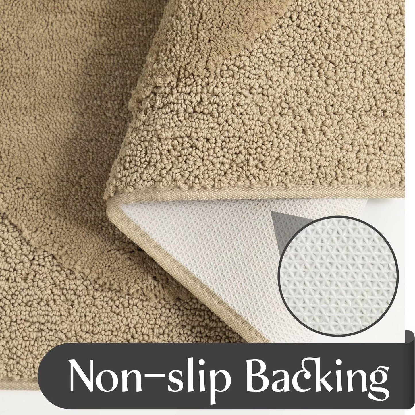 DEXDE Bathroom Rugs Non-Slip Mat for Bathroom Floor Shower,24x16 Beige | Thick Soft Absorbent Bath Mat, Quick Dry Microfiber Rug, Machine Washable Shower Floor Bathroom Mat Home Decor Accessories BST220