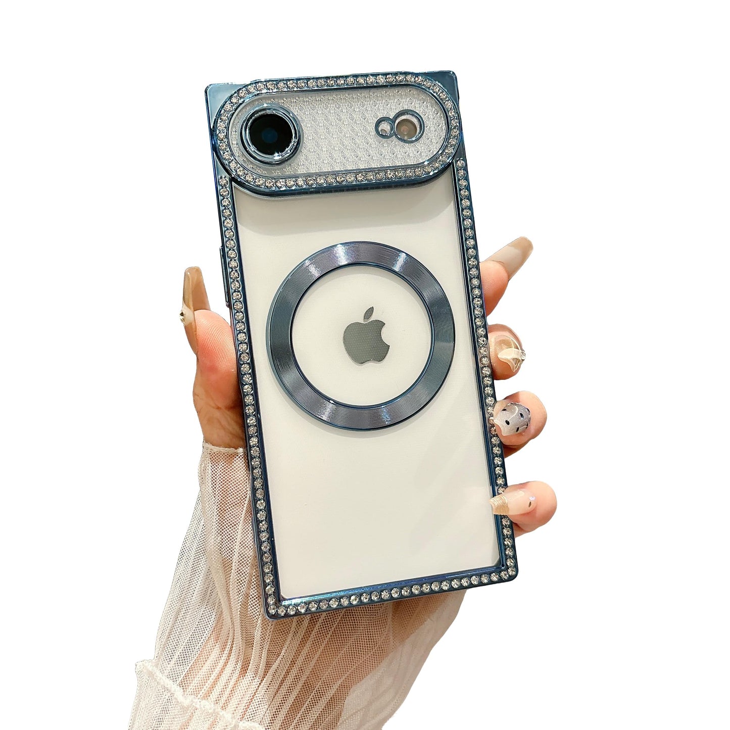 Owncase Magnetic for iPhone 13 Pro Case, Compatible with Magsafe, Crystal Diamonds Glitter Electroplated Edge Soft TPU Clear Phone Case for Women Girls, Gold WN420