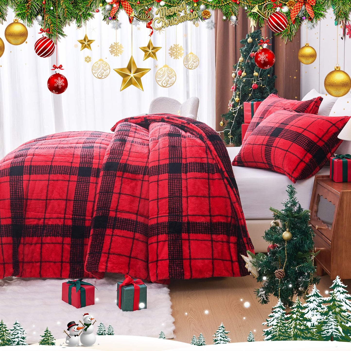YIYEA Fluffy Queen Size Comforter Set, Luxury Faux Fur Comforter, Ultra Soft Plush Fuzzy Velvet Bedding Comforter Sets for Fall Winter, Cozy Warmth, No Shedding, 3PC, Queen, Light Grey BST326H