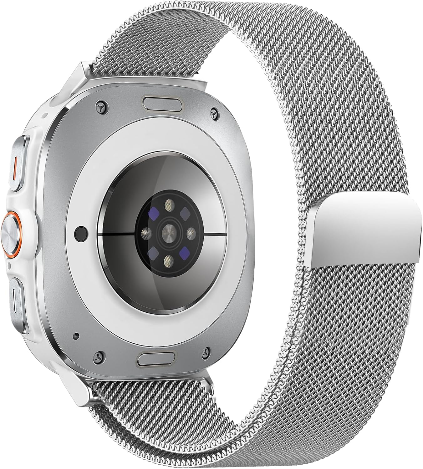 surundo Compatible with Galaxy Watch Ultra Bands 47mm(2024) for Women Men, Metal Mesh Milanese Loop Magnetic Clasp Adjustable Strap Replacement for Samsung Galaxy Watch 7 Ultra 47 mm, Silver WN420