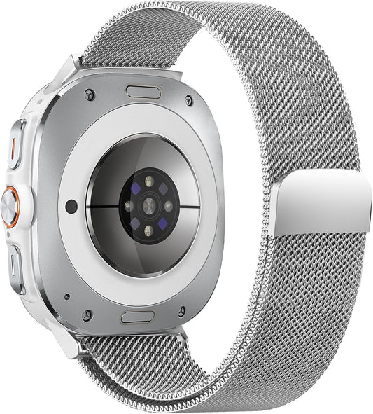 surundo Compatible with Galaxy Watch Ultra Bands 47mm(2024) for Women Men, Metal Mesh Milanese Loop Magnetic Clasp Adjustable Strap Replacement for Samsung Galaxy Watch 7 Ultra 47 mm, Silver WN420