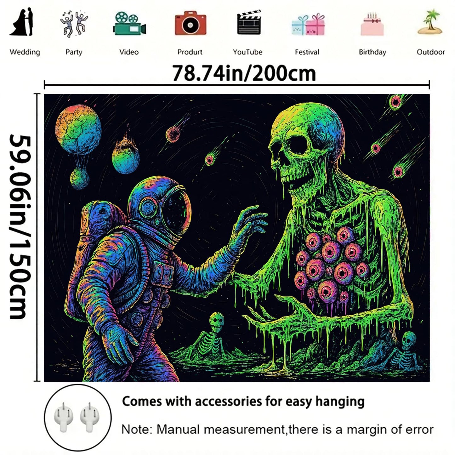 Starlit Patio Astronaut Blacklight Tapestry Trippy Forest Moon Vortex UV Reactive Galaxy Wall Hanging Psychedelic Space Poster Fluorescent Sci Fi Room Decor for Bedroom Dorm Gaming Lounge 78 x 59 Inch BST220