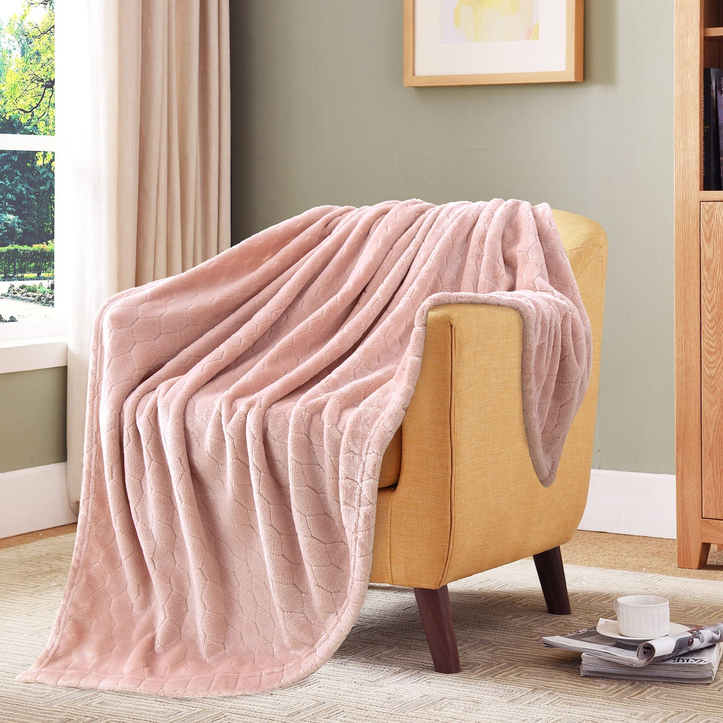 TOONOW Fleece Blanket Super Soft Cozy Throw Blanket 50" x 60", Lightweight Fuzzy Comfy Textured Flannel Blanket Warm Plush Throw Blankets for Couch, Sofa, Bed, Emerald WN420