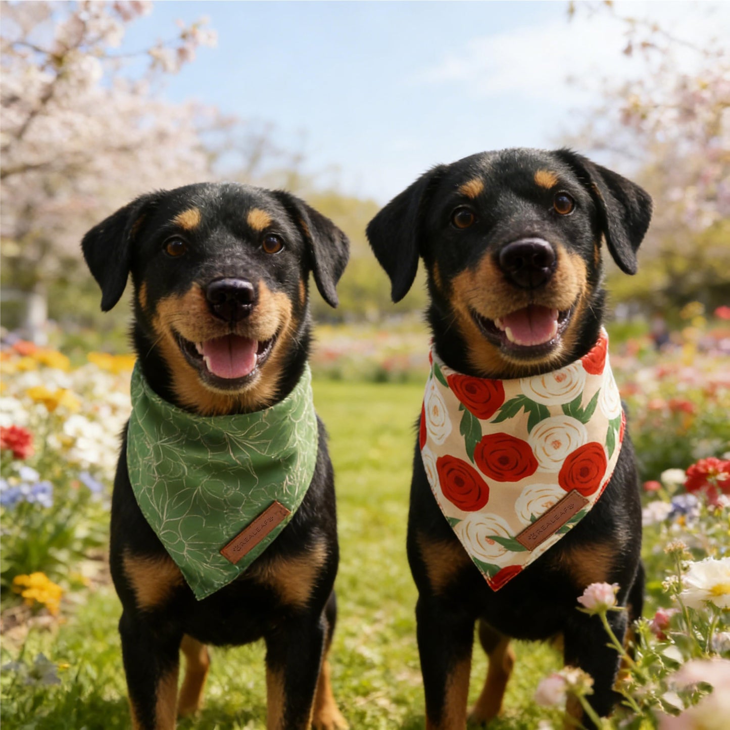 Realeaf Fall Thanksgiving Dog Bandanas 2 Pack, Orange Plaid Pet Scarf for Boy and Girl, Premium Durable Fabric, Holiday Halloween Bandana for Large and Extra Large Dogs (X-Large) WN420