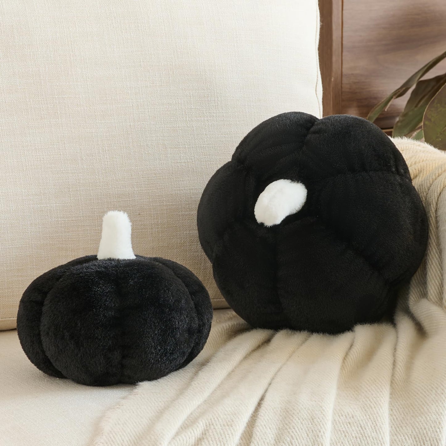 Pumpkin Pillows, Halloween Fall Throw Pillow, Pumpkin Shaped Pillow for Couch, Cute Stuffed Pumpkins, Autumn Decorative Cushion (White, 11 Inches) WN420