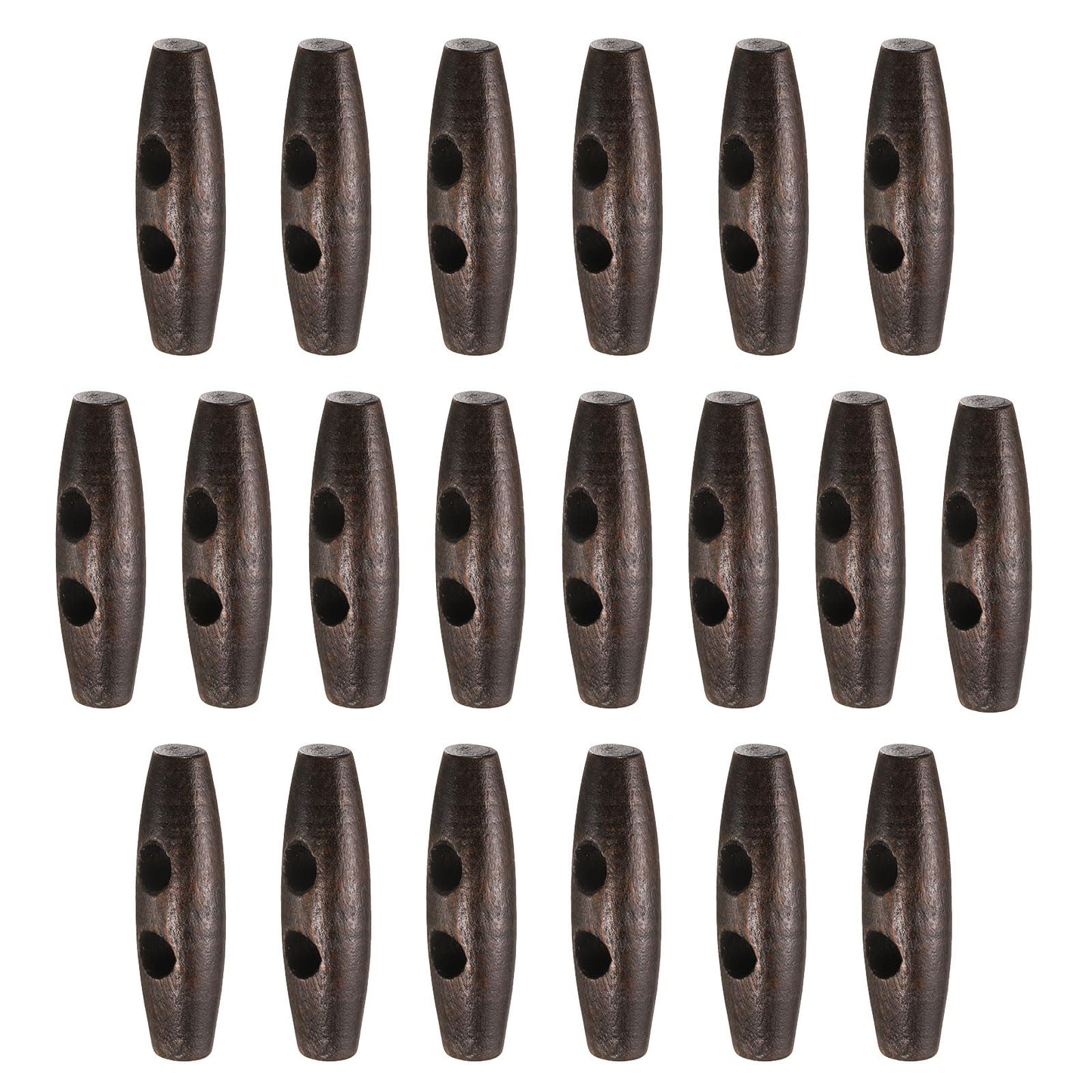 HARFINGTON 60mm / 2.4" Wooden Toggle Buttons 20pcs 2-Hole, Maroon | Wood Olive Sewing Buttons Horn Oval Buttons Sewing Accessories for Coat Sweaters Clothing DIY Craft BST326L