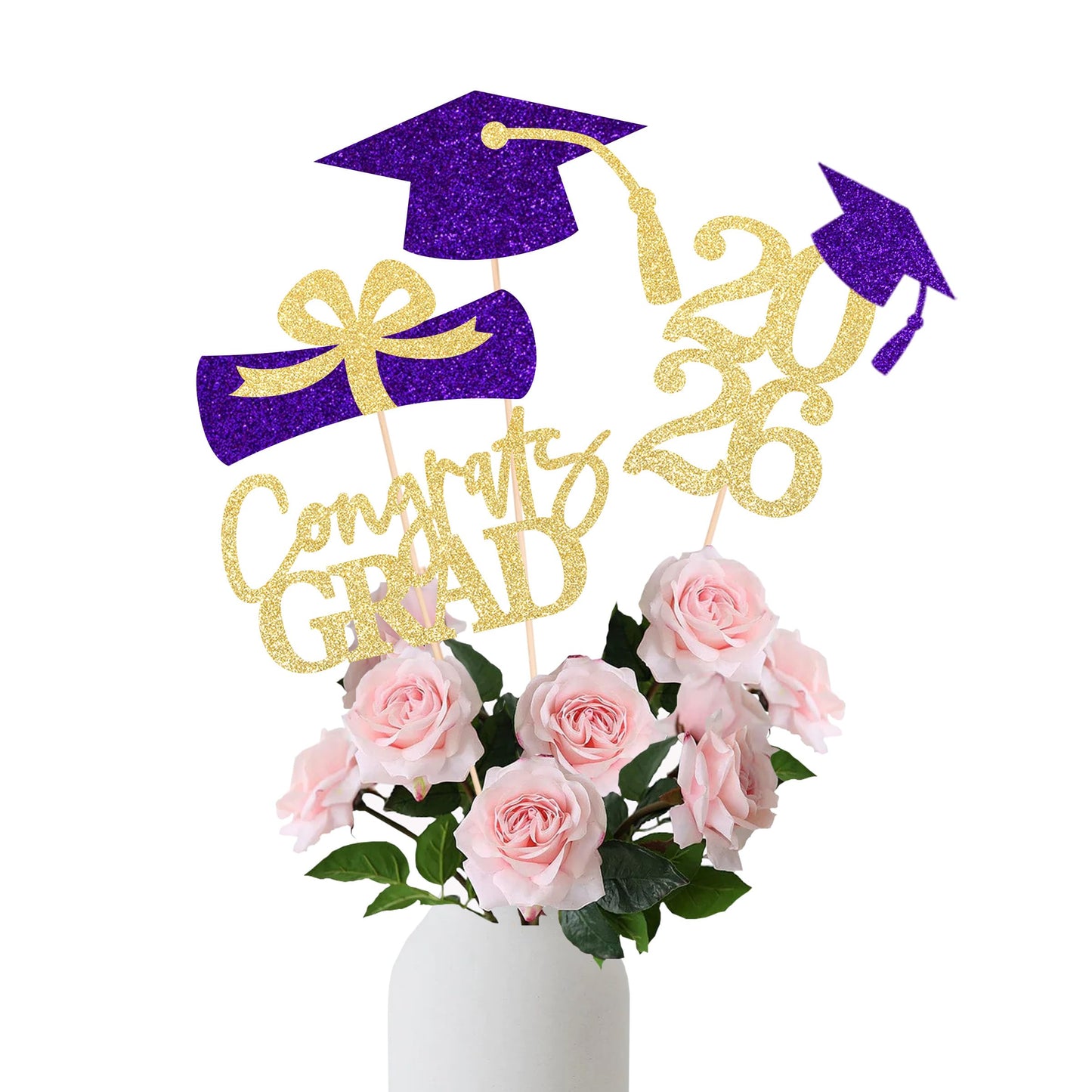 Graduation Centerpieces Class of 2026, 16 PCS Red Blue Double-Sided Table Toppers, Congrats Grad Party Decorations Supplies (Set of 4 Designs) WN420