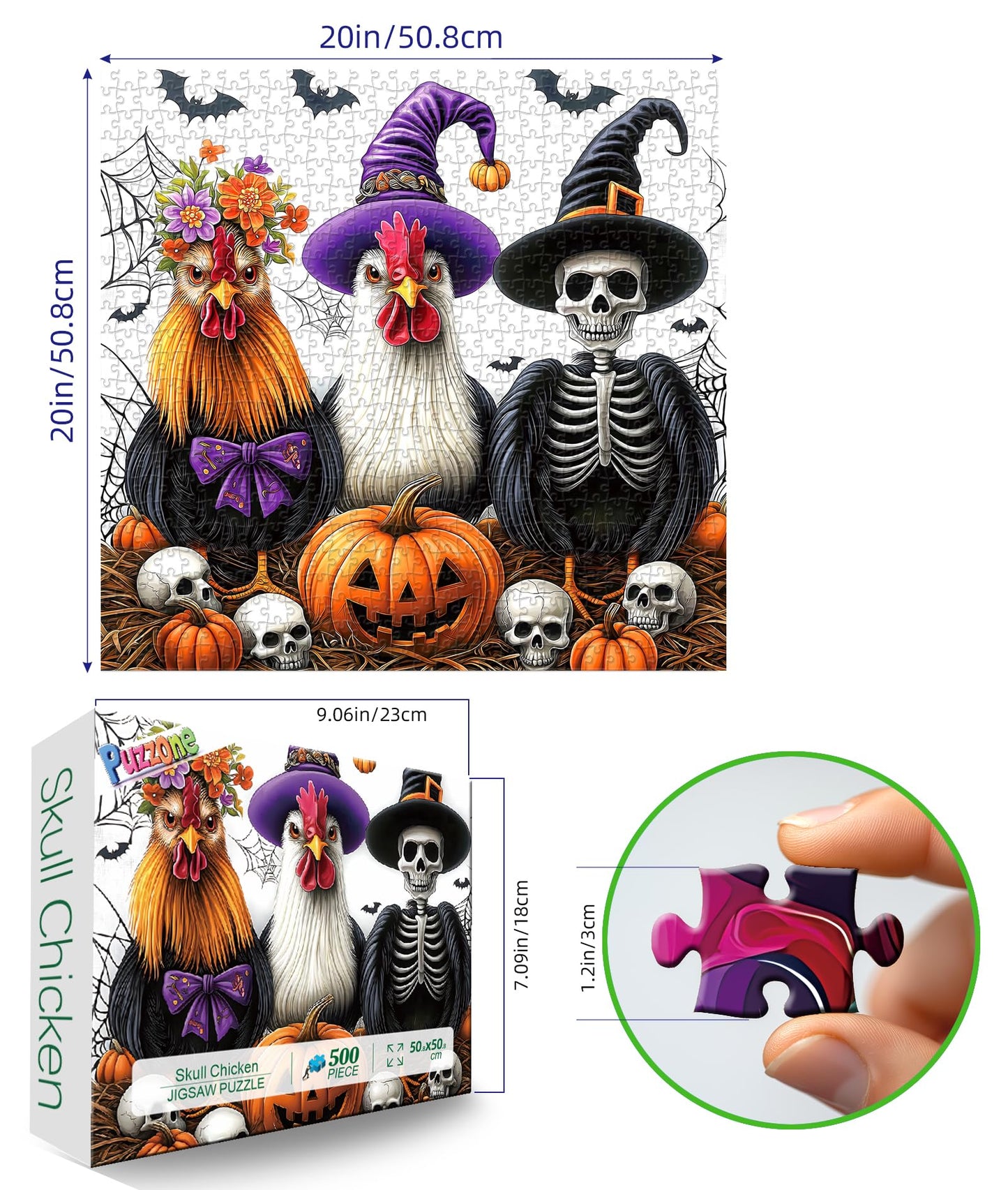 Halloween Puzzle 1000 Pieces for Adults Spooky Scarecrow Farm | Jigsaw Puzzles 1000 Pieces Autumn Horror Spooky with Pumpkin & Ghost Truck for Party Game Night, Dust-Free, 27.5"x19.7" WN420