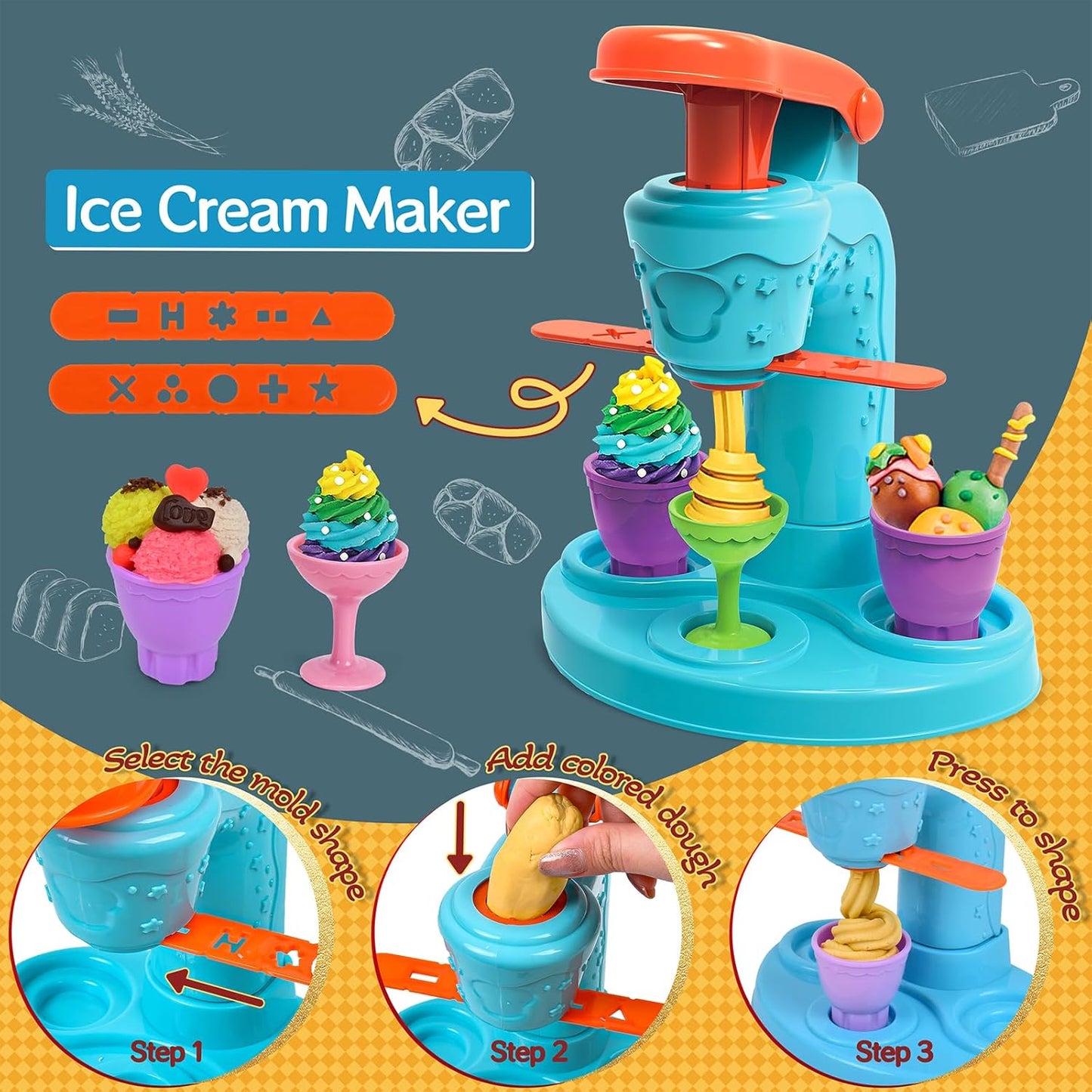 Three in one clay Machine DIY Fun Clay wheat flour 12 colors of clay 64