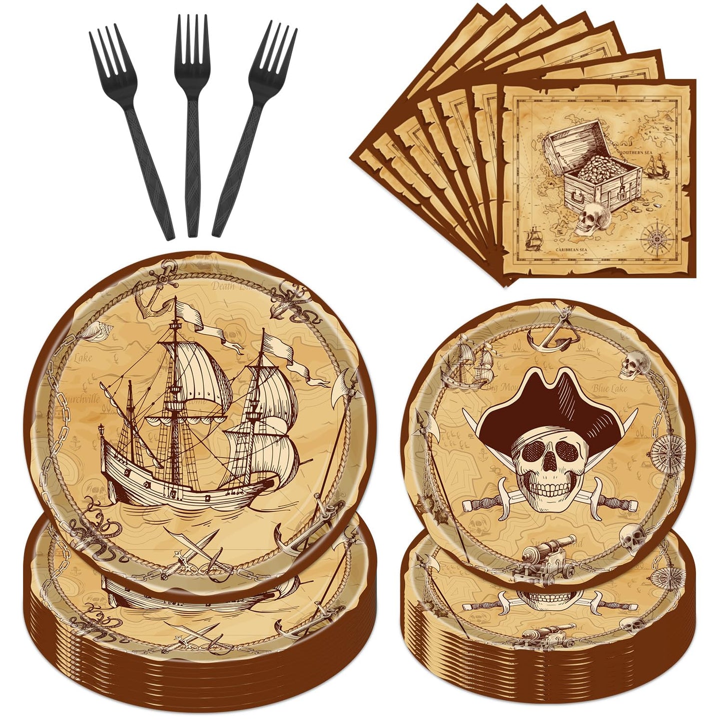 Gameza July Christmas Party Decorations Tableware, 96PCS There's Some Hohoho's in July Disposable Paper Plates and Napkins Decoration, Summer Xmas Beach Forks Decor Supplies Serves 24 BST220