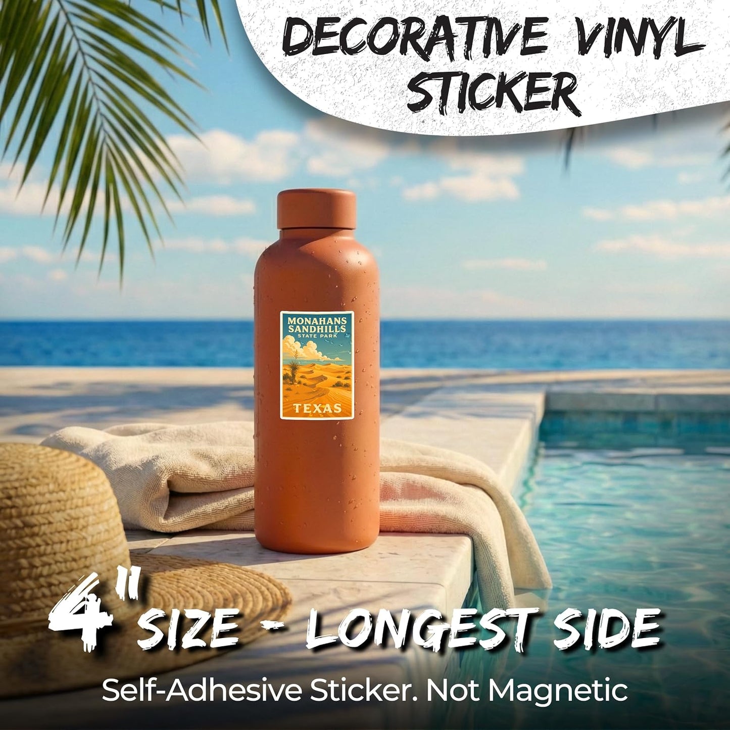 Monahans Sandhills State Park Texas Sticker 4 Inch ID44990 | Waterproof vinyl travel sticker for laptop, luggage & bottle – souvenir gift for travelers & adventure seekers BST220