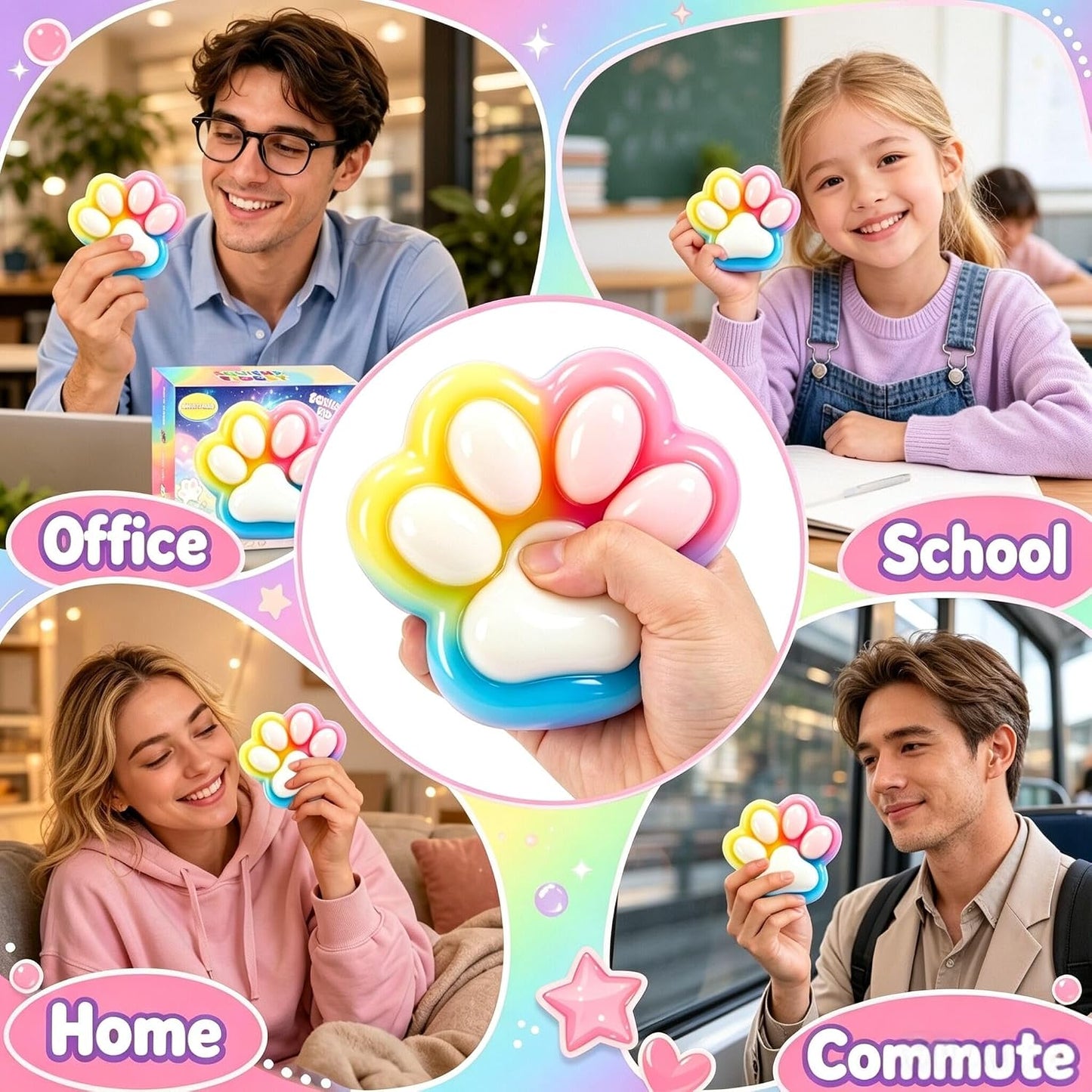 Giant Jumbo Cat Paw Squishy Toys ( 5 Inches )- Large Stress Relief Squeze Taba Fidget Toys Kit, Birthday Office for Girls Boys Kids Adults BST326H