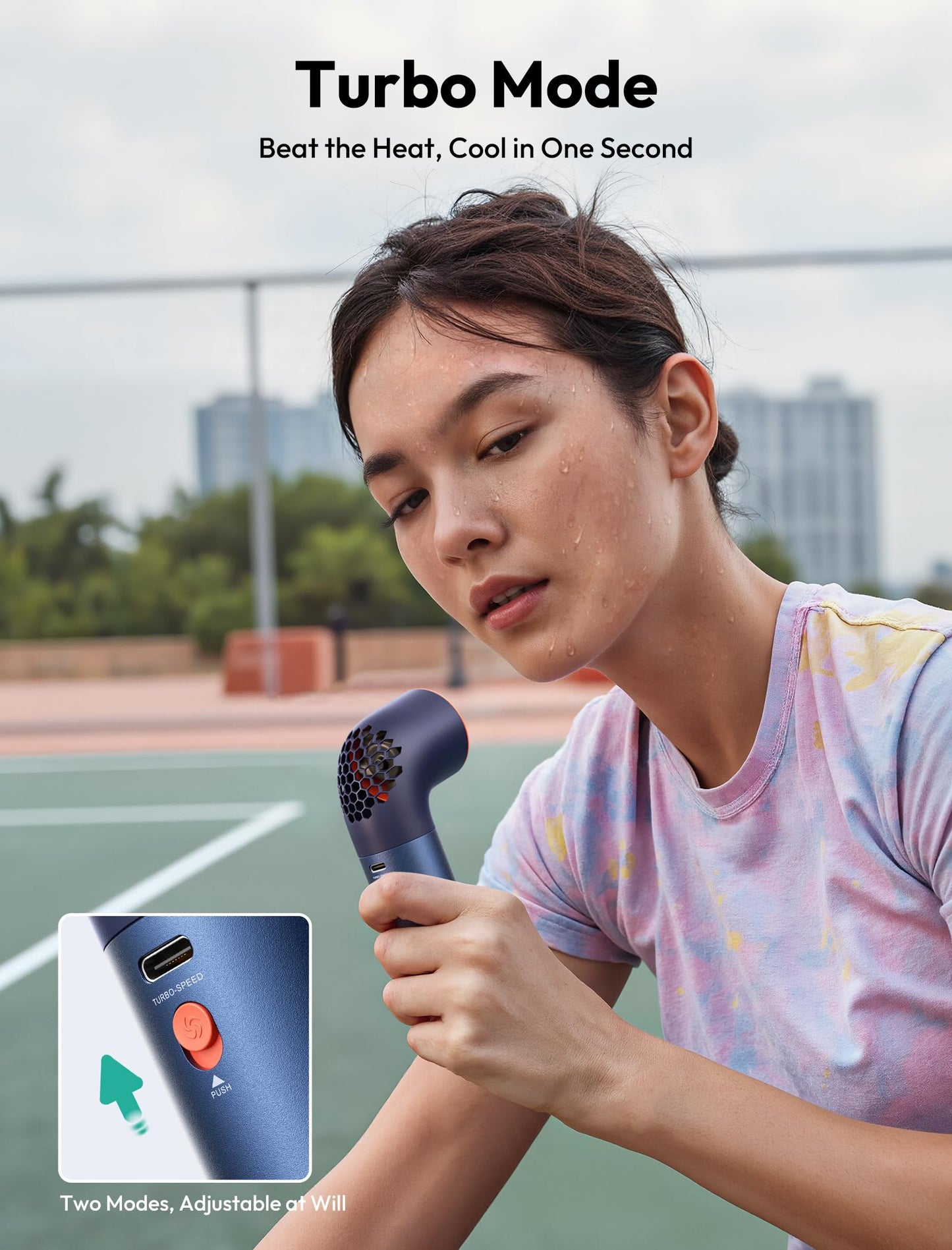 Aecooly Portable Handheld Fan, Powerful Turbo Air Tube Fan, 19000 RPM High Speed Aero Pro, 15H Max Cooling Time, 6 Speeds Aluminum Case, Mini Pocket Design, for Travel Beach Outdoor Activities -Blue WN420