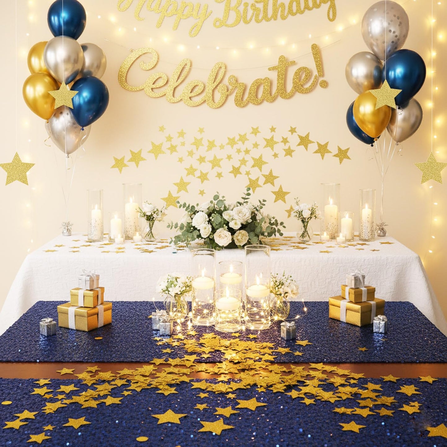 Gold Round Glitter Confetti(3/2/1 inch),200PCS Gold Dots Sparkling Confetti for Table Decor BST220