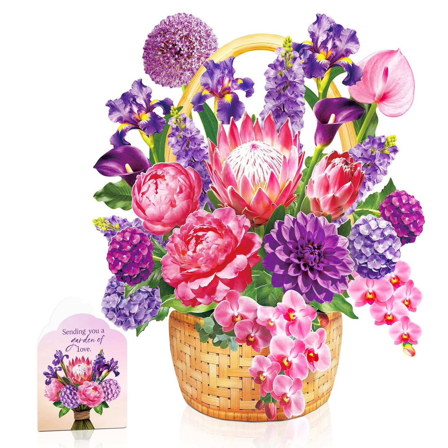 Pop Up Greeting Cards, Dahlia Paper Flower Bouquets | Birthday,Mother's Day, Thank You, Get Well, Anniversary,Include Note Card & Envelope WN420