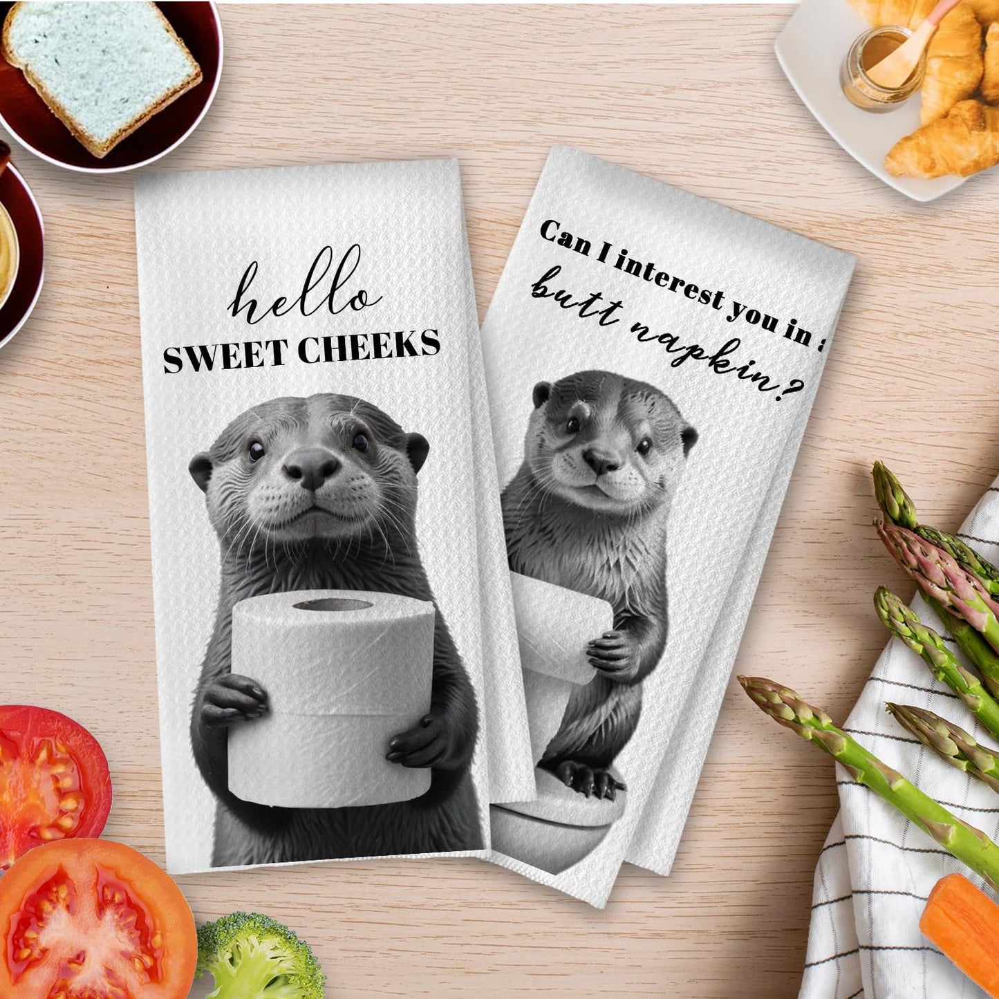 Raccoon Gifts Bathroom Towels Set - Raccoon Gifts Decorative Hand Towels, Hello Sweet Cheeks Bathroom Decor, 16x24 Inches Set of 2 BST220