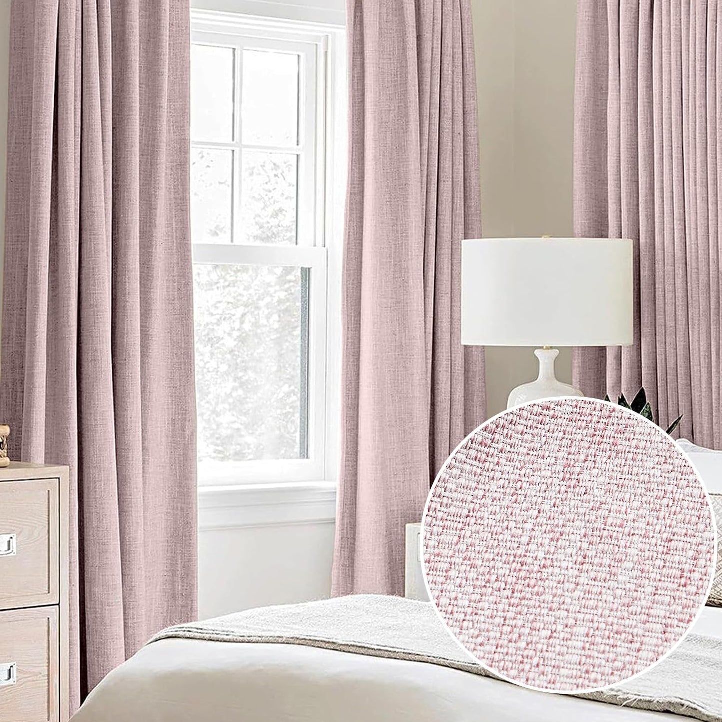 Grey Full Blackout Linen Curtains 84-inch-Long Thermal Insulated Noise Reducing Bedroom Drapes Rustic Farmhouse Triple Weave Window Treatment Set for Theatre, Nursery, 40"x84"x2, Grey BST202