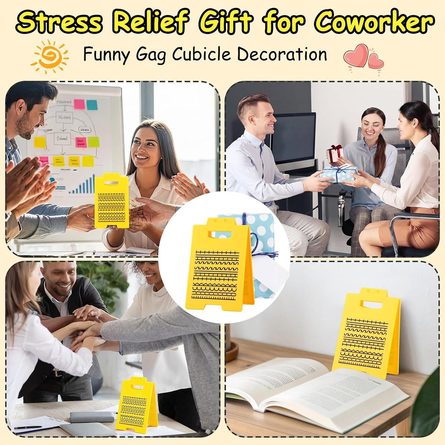 Sliner "hidden Message" Desk Sign - 2-in-1 Ambigram Office Decor for Stress Relief | Funny Gag Gift for Coworkers, White Elephant & Desk Accessories for Men & Women WN420