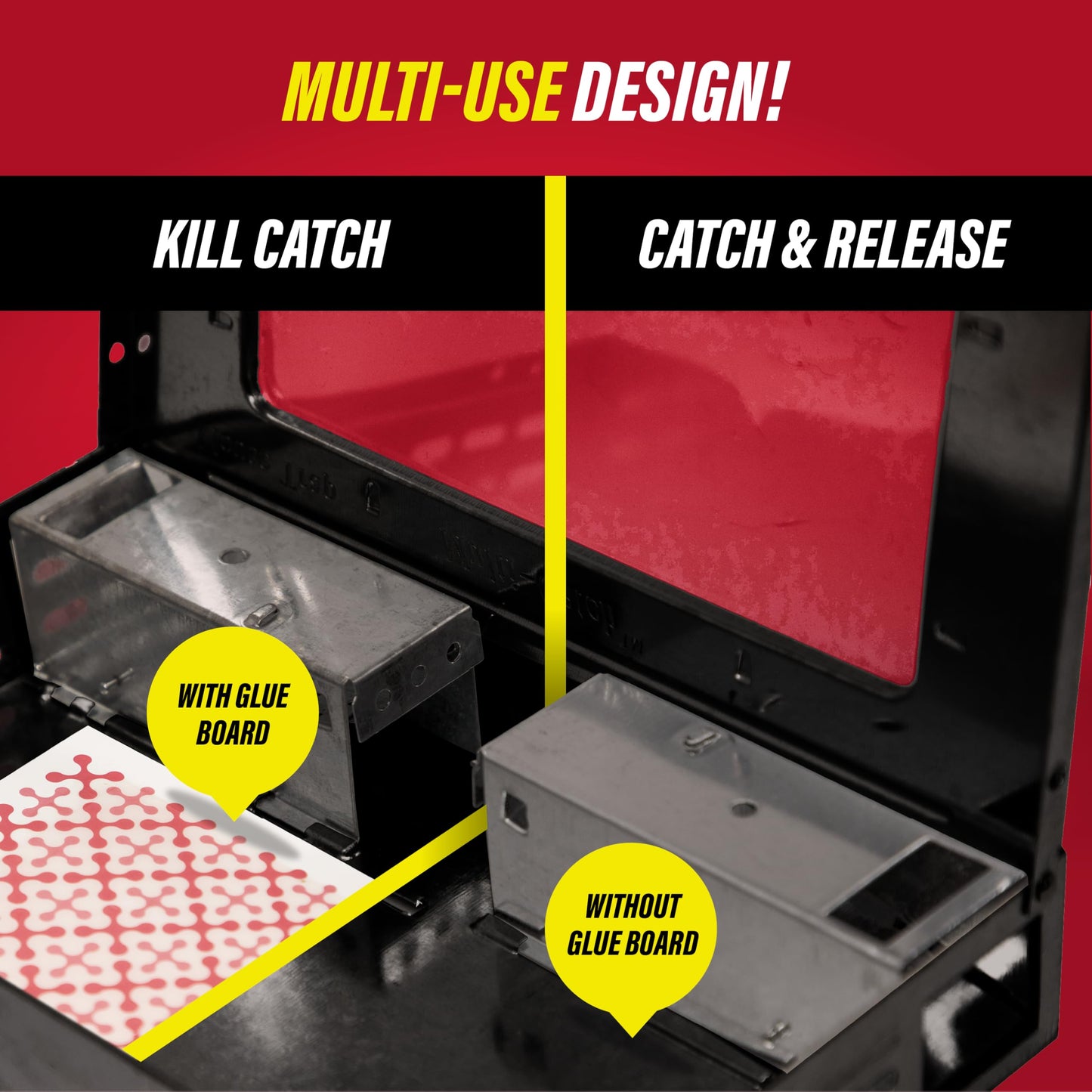 Catchmaster Multi-Catch Mouse Trap 3-Pack, Humane Mouse Traps Indoor for Home, Includes Replaceable Glue Board, Live Catch Pest Control for Garage & Shed