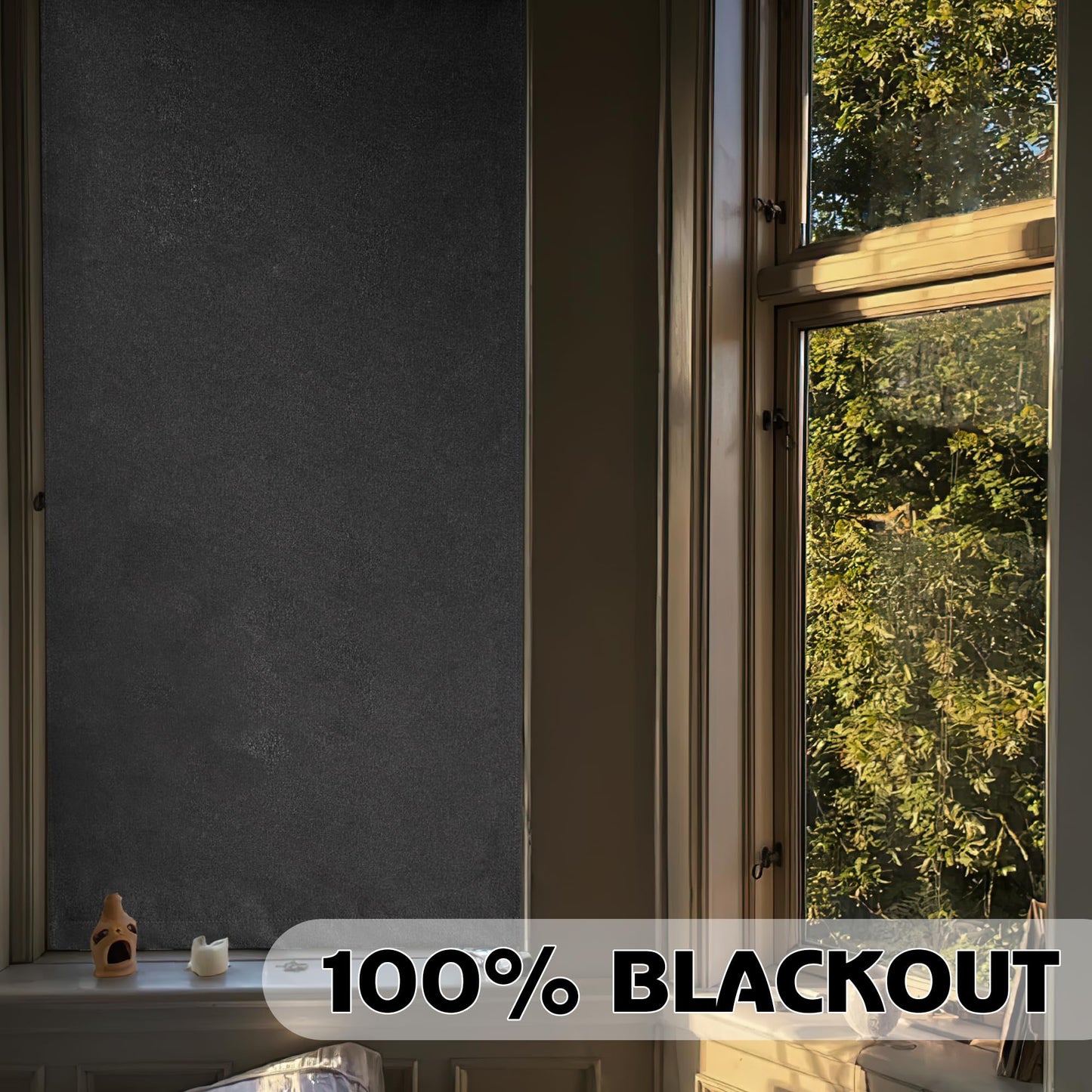 RYB HOME Grey Classroom Door Linen Curtain for Small Window, 100% Blackout Shades Lightweight for French Door Window, W 8 x L 36 Room Darkening Privacy Curtains Tie up Shade, 1 Panel BST220