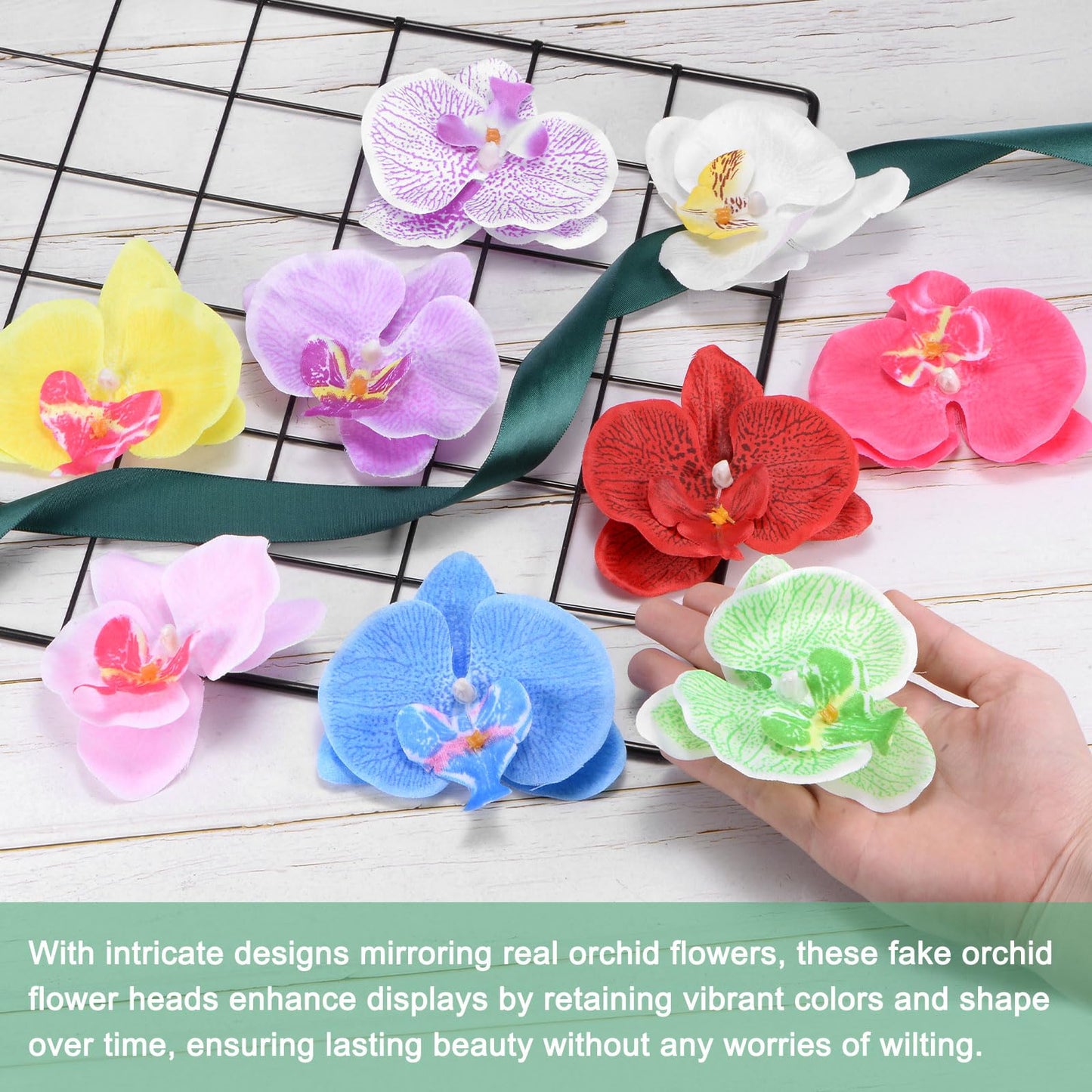 M METERXITY 20-Pack Artificial Orchid Flower Heads, Silk Faux Butterfly Flowers Head for Wedding/Bouquet/Bridal/Party Decor, Fake Phalaenopsis Petals Bulk [2.76 Inch, Dark Purple] BST220