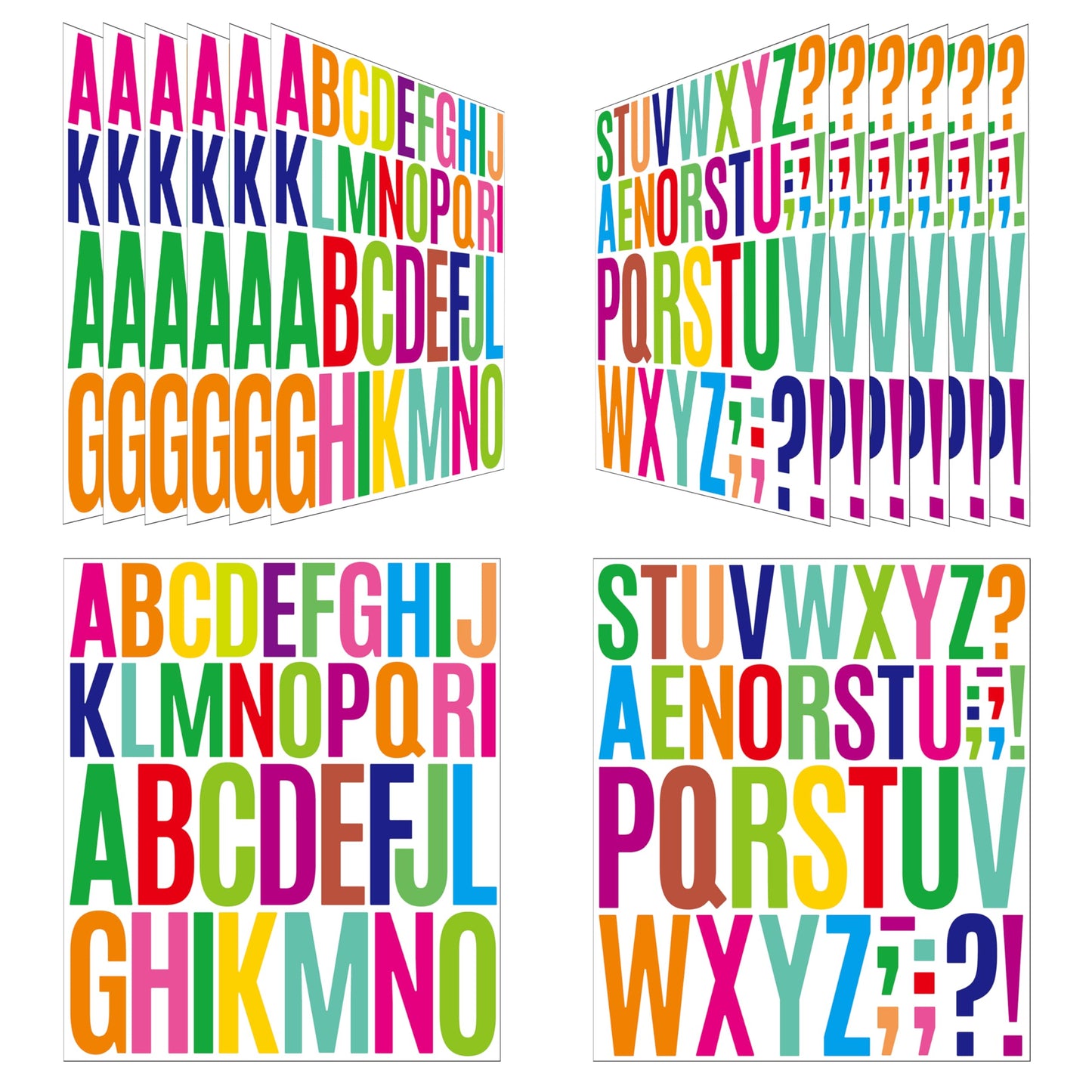 210Pcs 3-4 Inch Alphabet Stickers, 12 Sheets Vinyl Waterproof Letter Stickers, Self-Adhesive Large Stick On Letters for Class, Office, Arts, Crafts, Poster Board, Mailboxes, Handbook (White) BST220