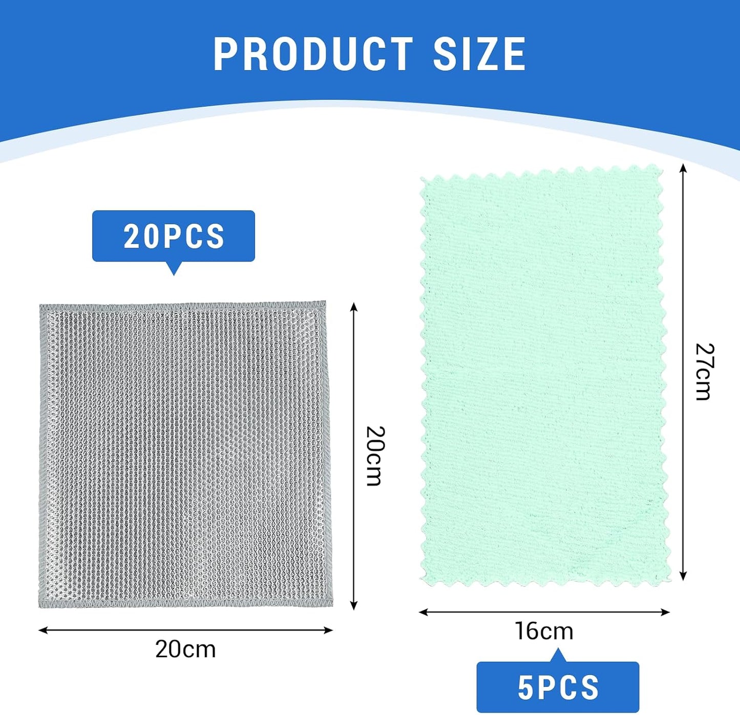 25 PCS Multipurpose Non Scratch Wire Dishcloths, Metal Dishcloth Cleaning Cloth, Steel Dishwashing Dish Rags BST220