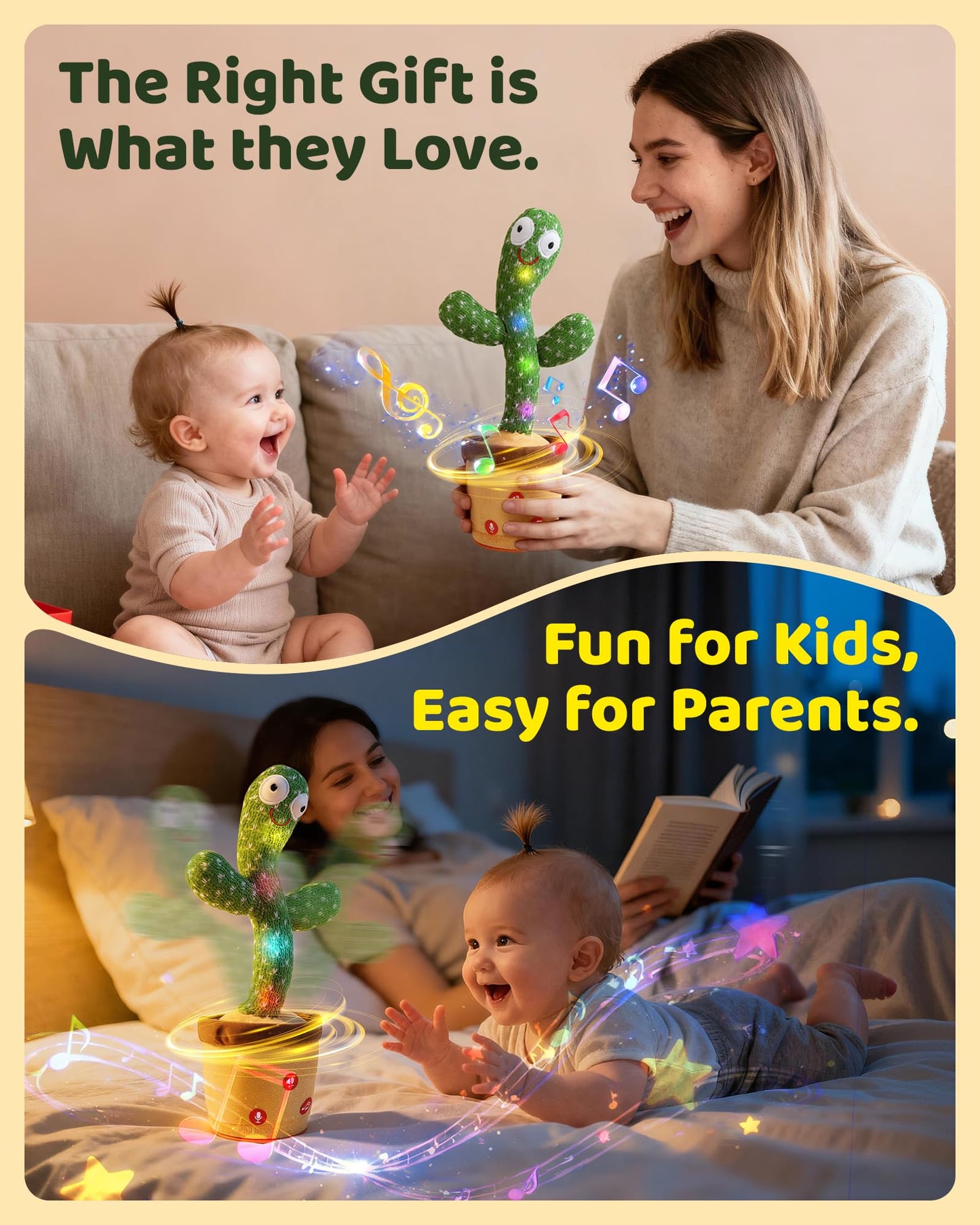 Rechargeable Baby Toys 3-6 6-12 12-18 Months Dancing Talking Cactus N26