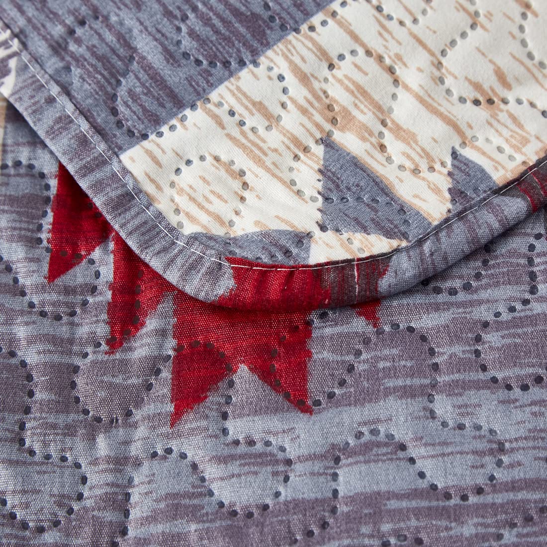 Rustic Moose Quilt Set King Size Lodge Quilt Lightweight Summer Cabin Bedspread Country Bedding Forest Bear Fish Pine Coverlet Daybed Cover Blanket Woodland Home Decor-Brown White BST220