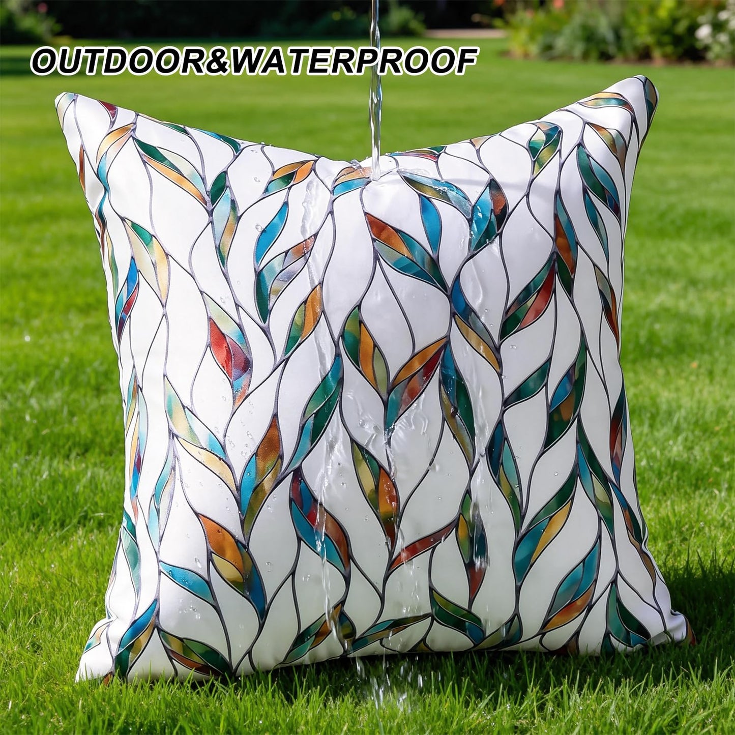 Outdoor Waterproof Pillow Covers Summer Decorative Throw Pillow Covers Tropical Leaf Couch Covers 20x20 Set of 2 Square Outdoor Floral Cushion Cases for Patio Furniture Garden Tent Balcony Bench BST220