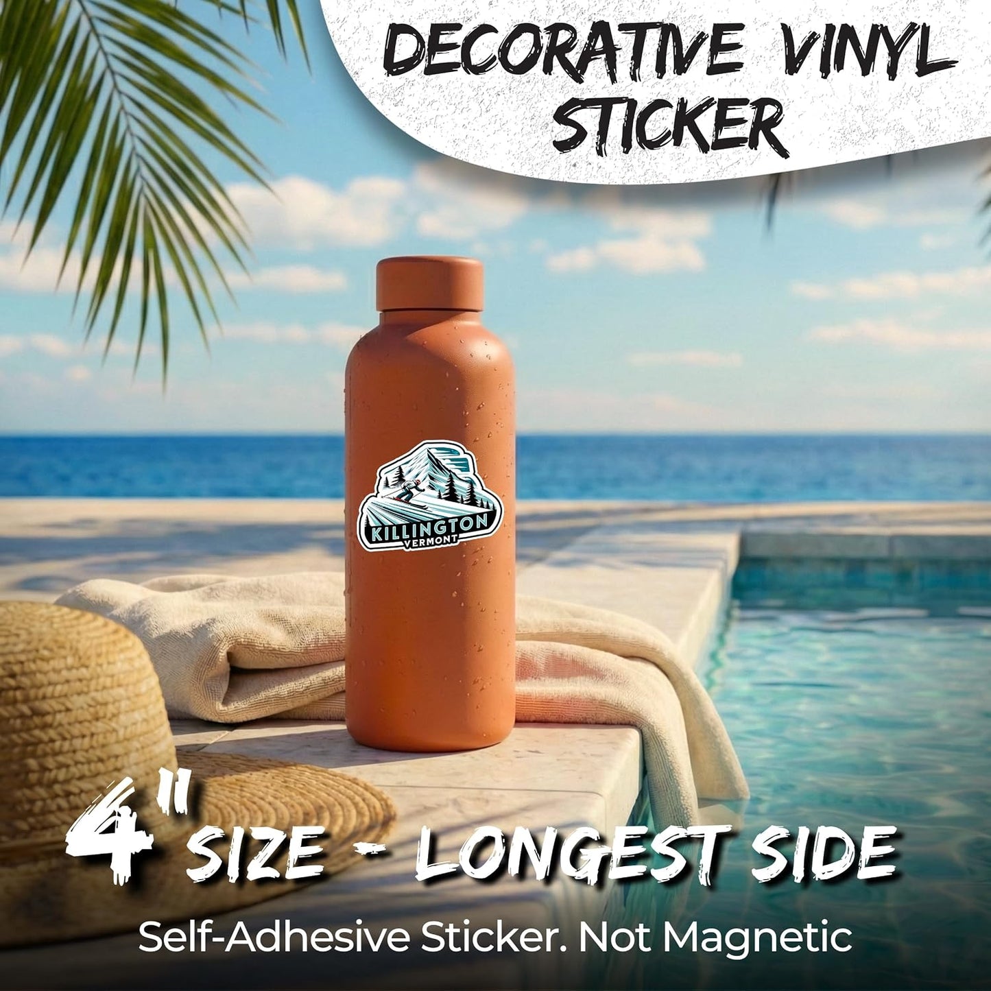 Killington Vermont Sticker 4 Inch Waterproof Vinyl Decal ID44990 | Waterproof vinyl travel sticker for laptop, luggage & bottle – souvenir gift for travelers & adventure seekers BST220
