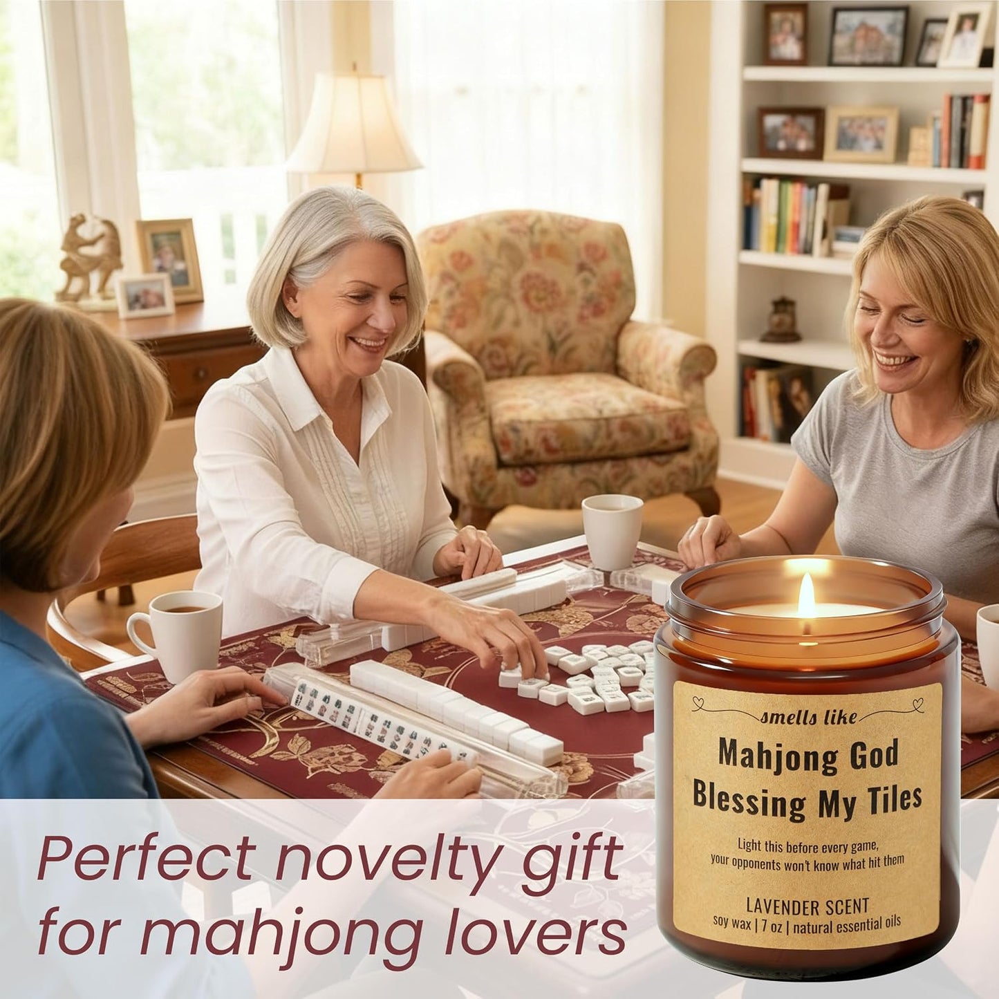 Funny Mahjong Gifts, Scented Candle, Mah Jong Gift for Women's Day, Mother's Day - Mah Jongg Accessories, Mah Jongg Party Favors, Birthday Gift for Her, Friends, Hostess, Mom, Ladies, Girls, Players WN420