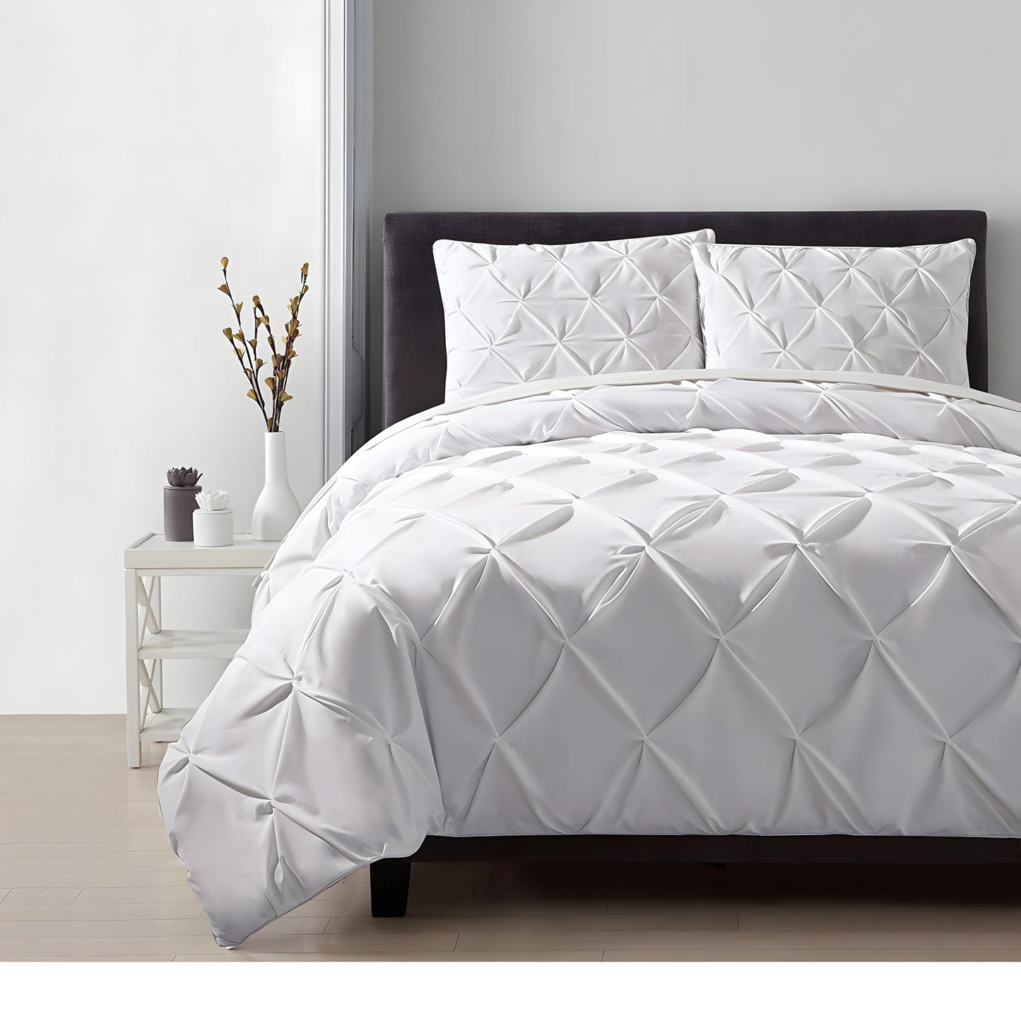 100% Cotton Oversized King plus 3 Piece Duvet Cover set 128x120 inch Breathable Luxury Soft & Cozy | Durable and Fade Resistant | Double Hem-Stitched Sateen Weave (Oversized King plus, White) BST220