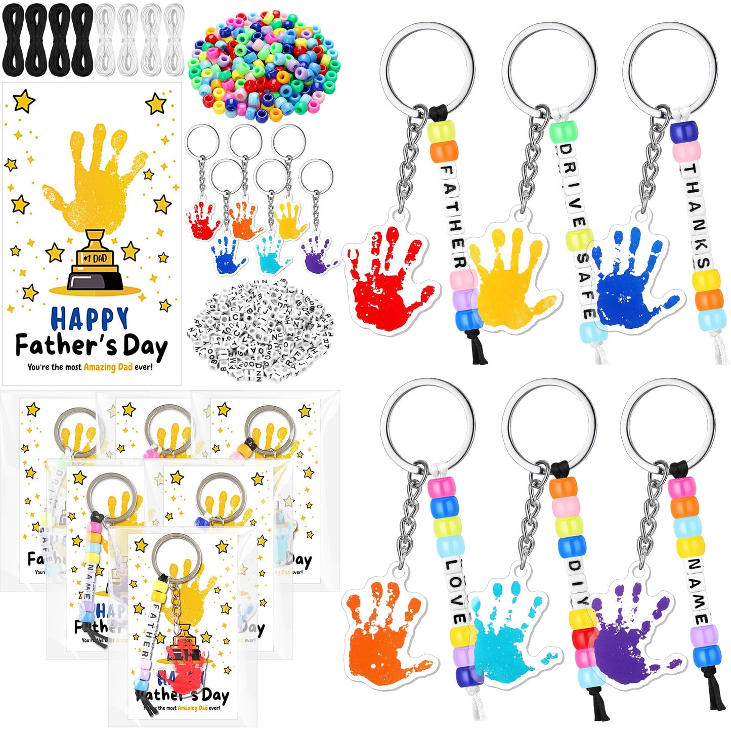 Suncalla 984 Pcs 24 Set Dinosaur Nugget Keychain Making Kit DIY Valentine's Key Chain Crafts Bead Adjustable Letter Beads Cards Strings Kit Gift Backpack Accessories Party Favors(Cute Color) WN420