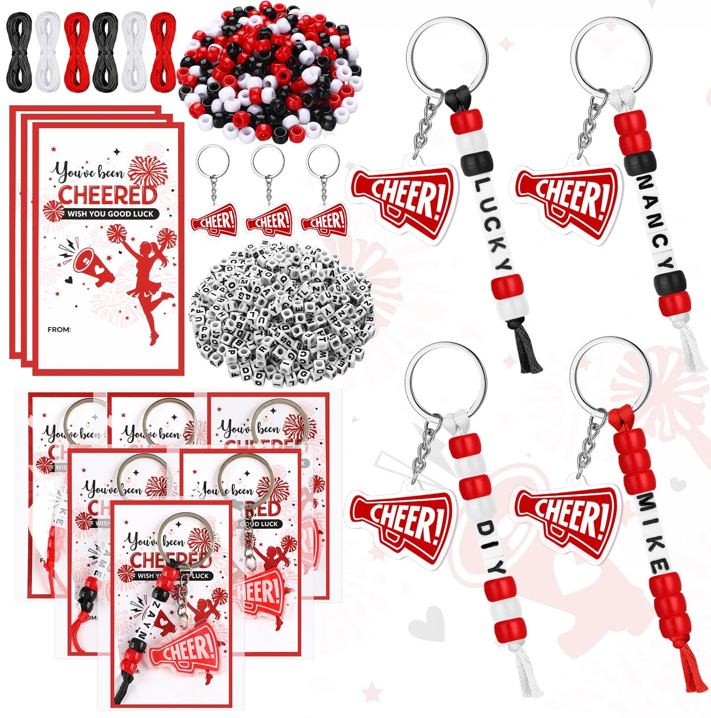 Suncalla 984 Pcs 24 Set Dinosaur Nugget Keychain Making Kit DIY Valentine's Key Chain Crafts Bead Adjustable Letter Beads Cards Strings Kit Gift Backpack Accessories Party Favors(Cute Color) WN420