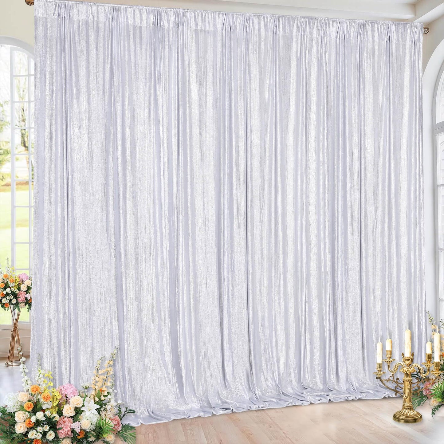 Gold Backdrop Curtains for Birthday Party: 4.8ftx8ft Sequin Background Baby Shower Curtain Drapes for Graduation Arch Backdrop WN420