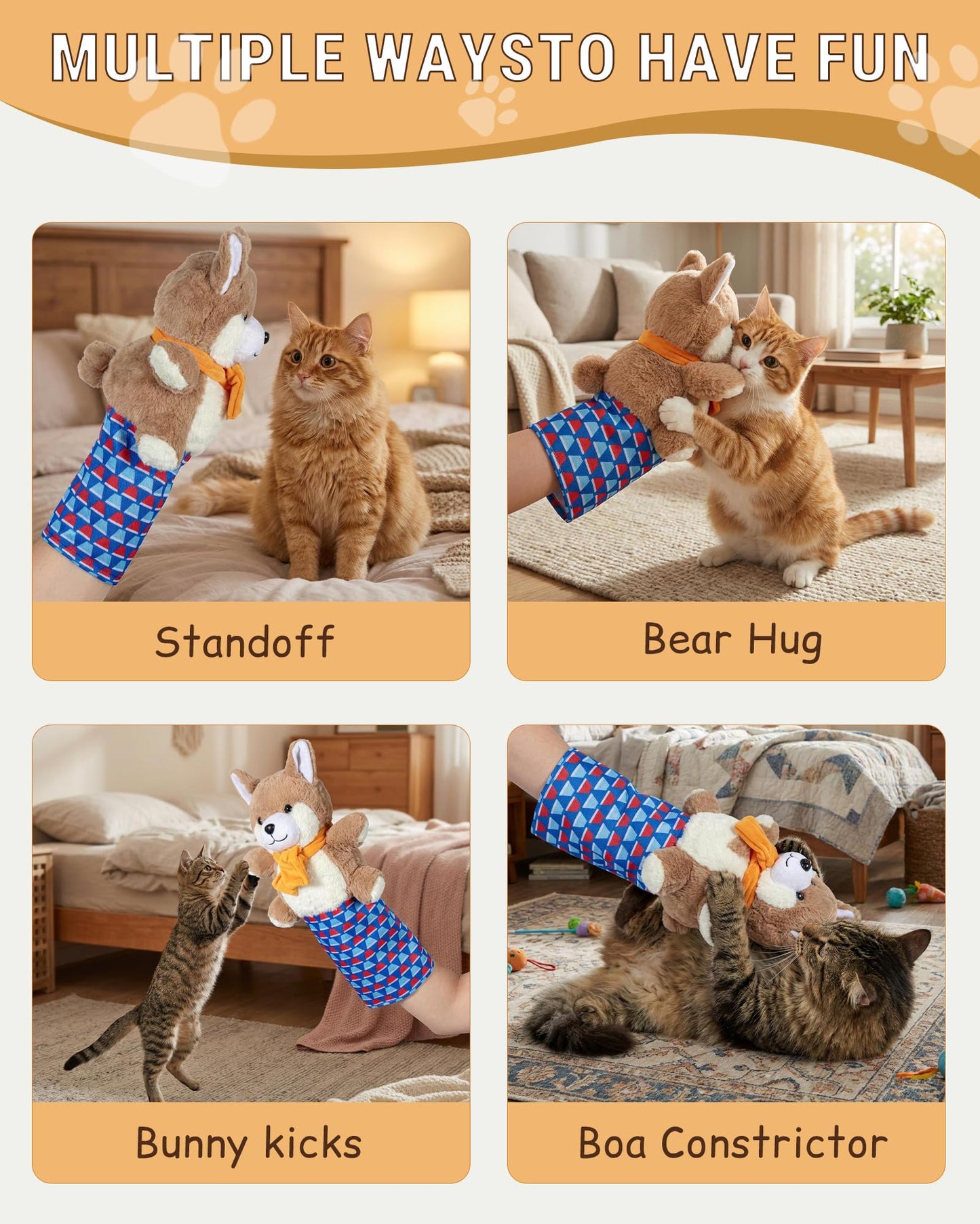 Cat Wrestling Glove Toy | Karate Kitty Puppet with Built-in Catnip N27