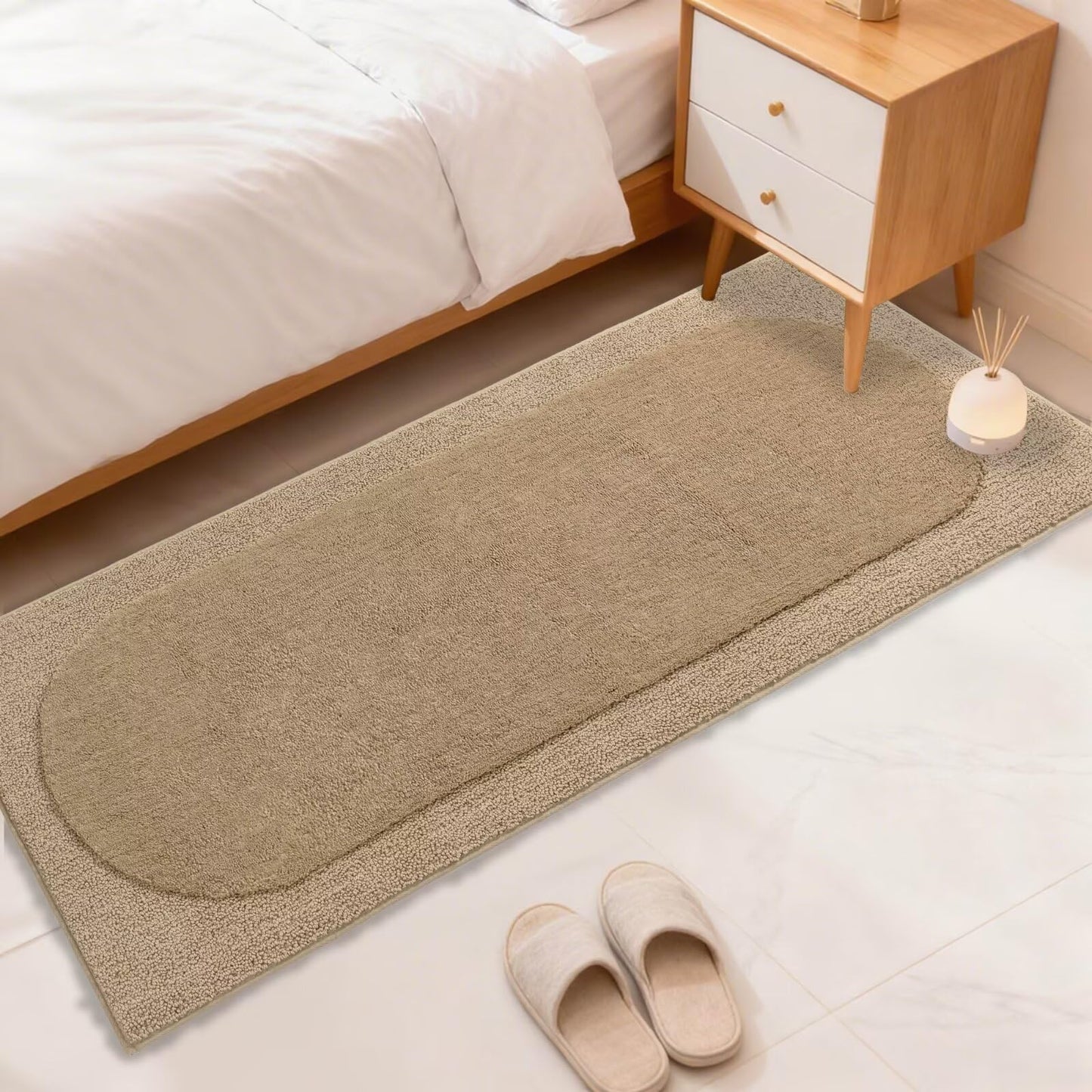 DEXDE Bathroom Rugs Non-Slip Mat for Bathroom Floor Shower,24x16 Beige | Thick Soft Absorbent Bath Mat, Quick Dry Microfiber Rug, Machine Washable Shower Floor Bathroom Mat Home Decor Accessories BST220